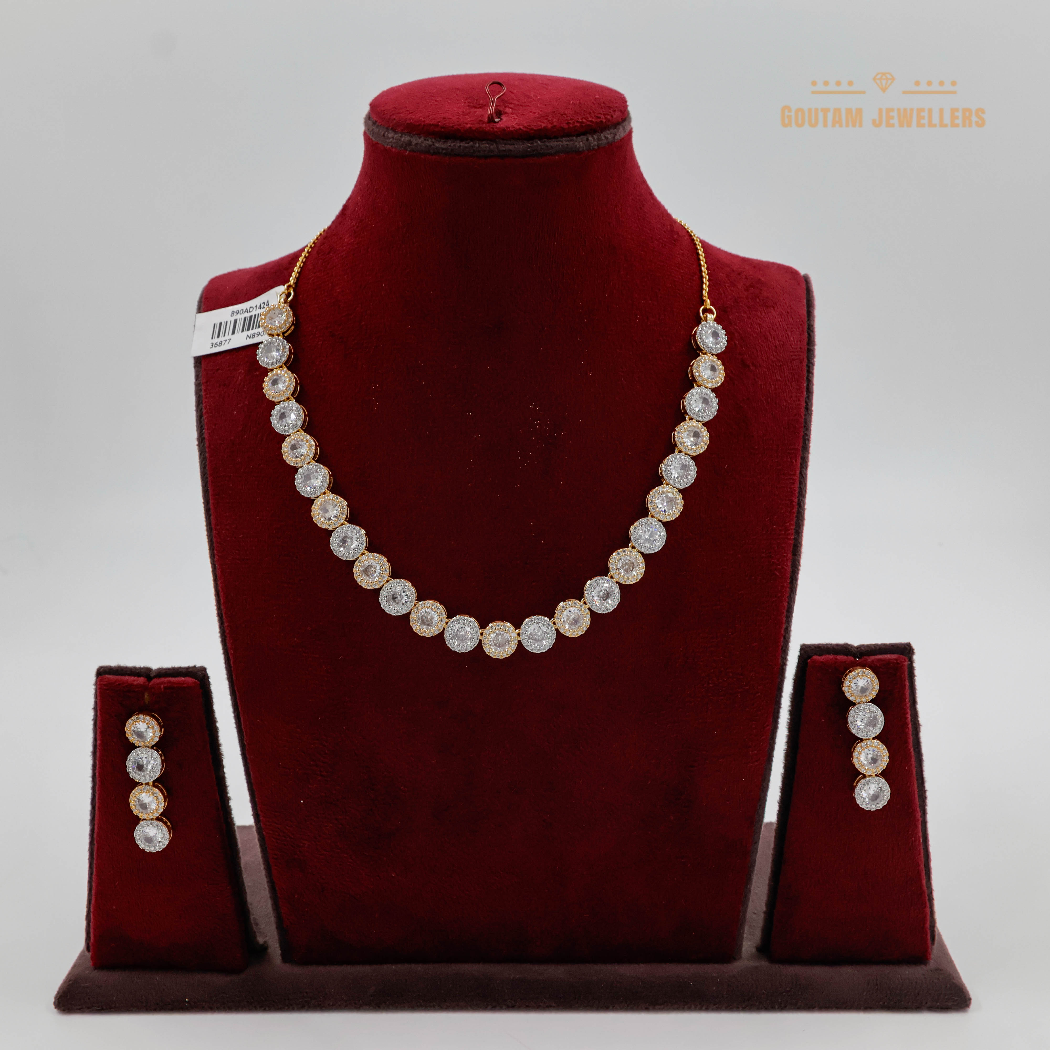 Goutam Jewellers By Ashok Rathod - Imported Doublate Single line Cz Necklace Set