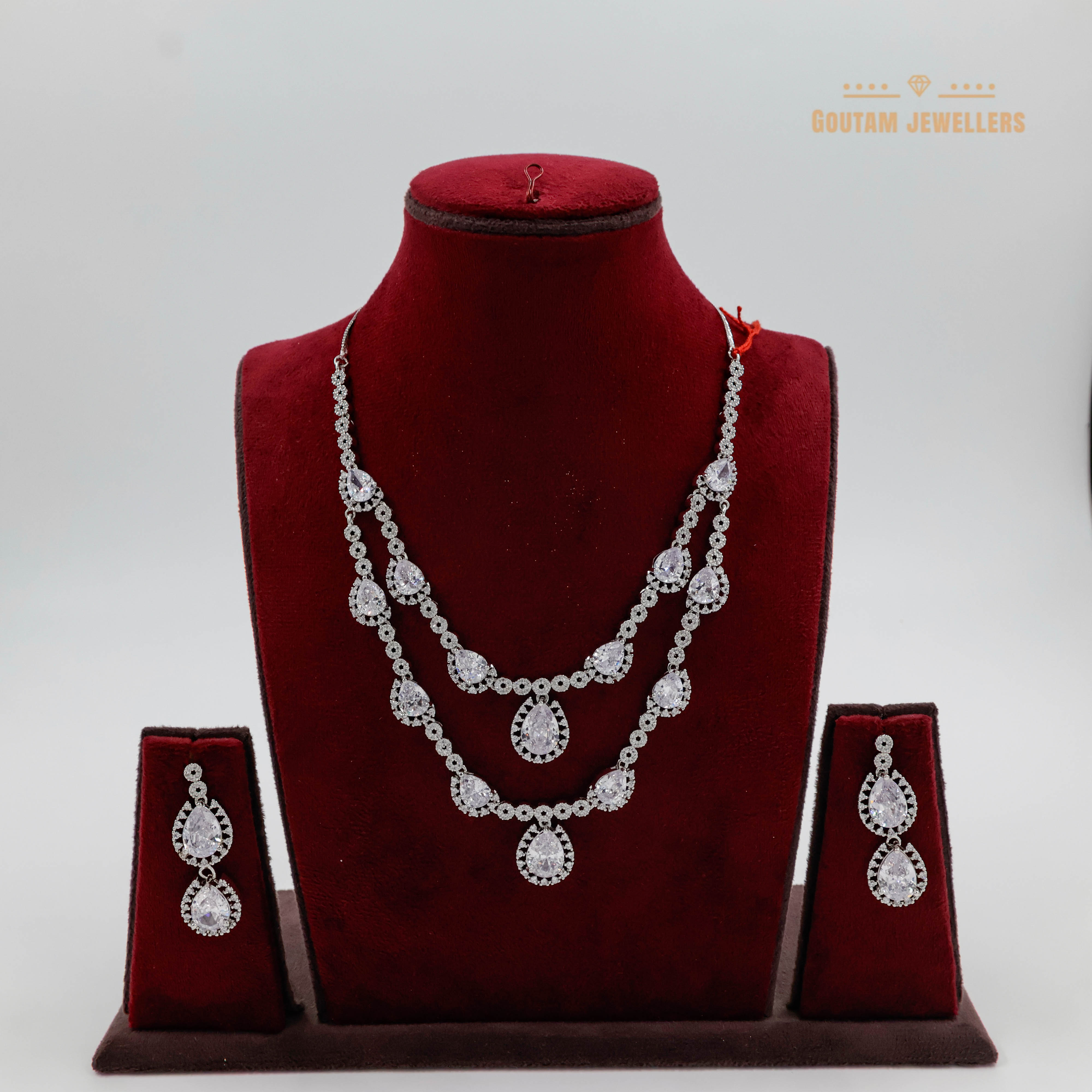 Goutam Jewellers By Ashok Rathod - Double line Cz Necklace Set