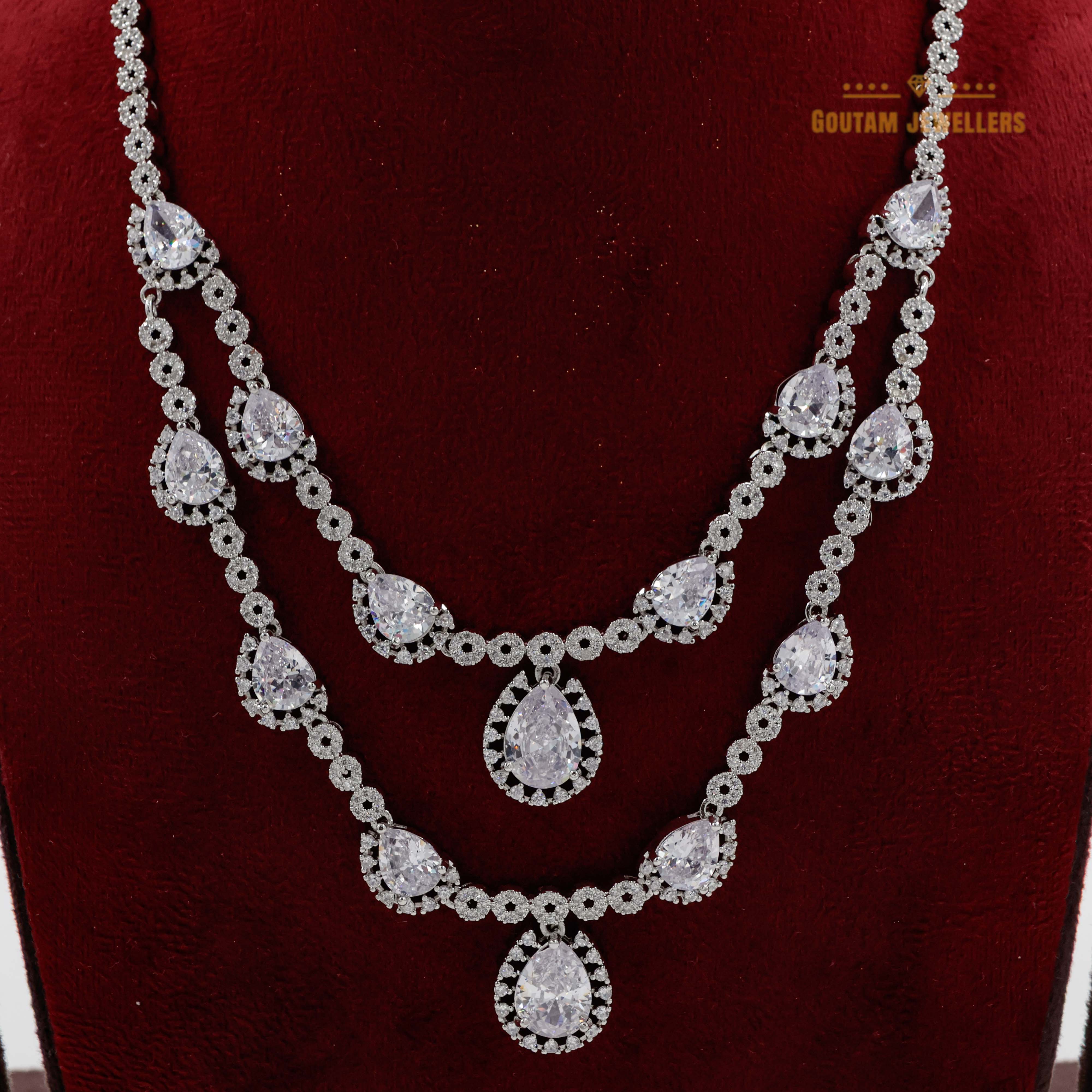 Goutam Jewellers By Ashok Rathod - Double line Cz Necklace Set