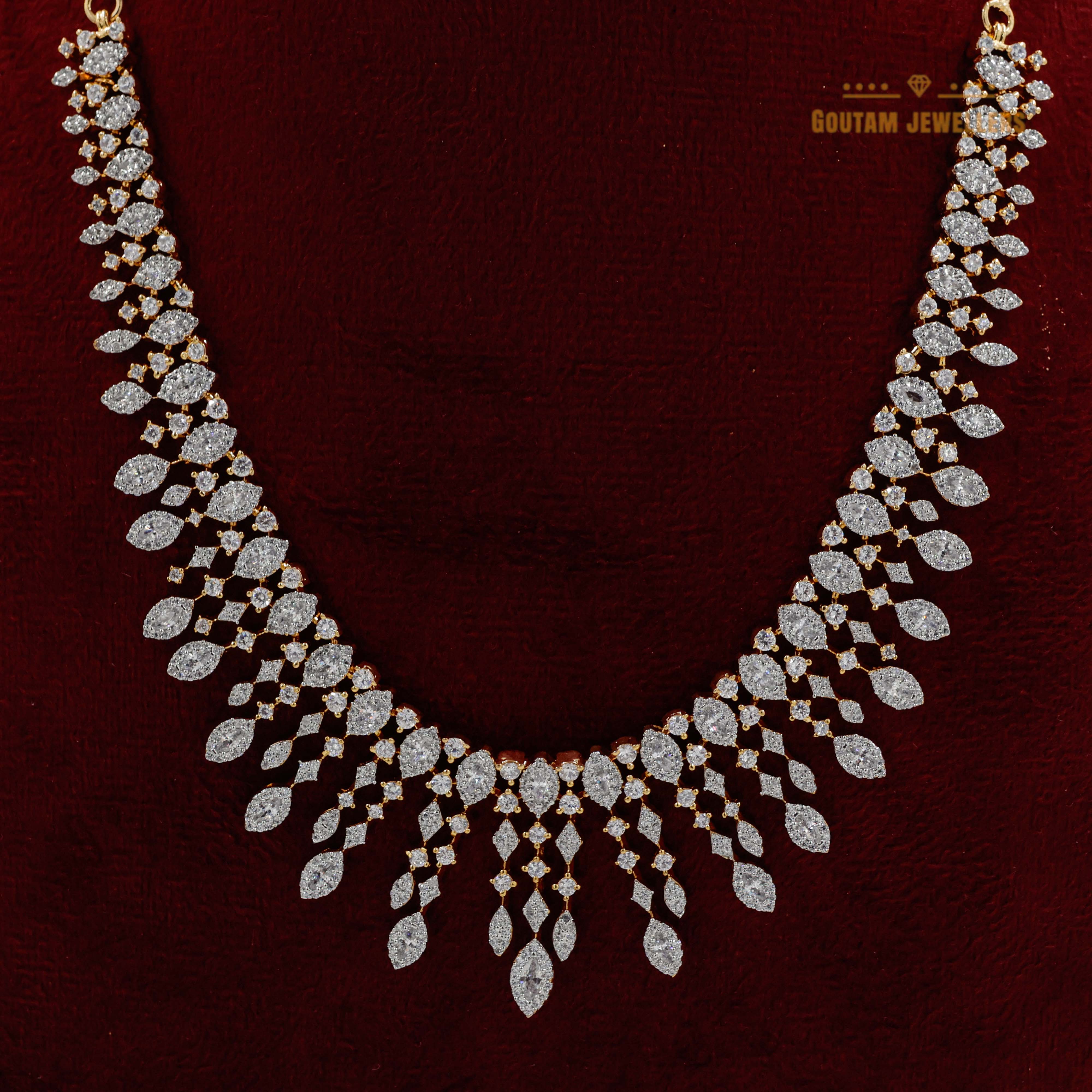 Goutam Jewellers By Ashok Rathod - Swarovski Silver Polish Cz Necklace Set