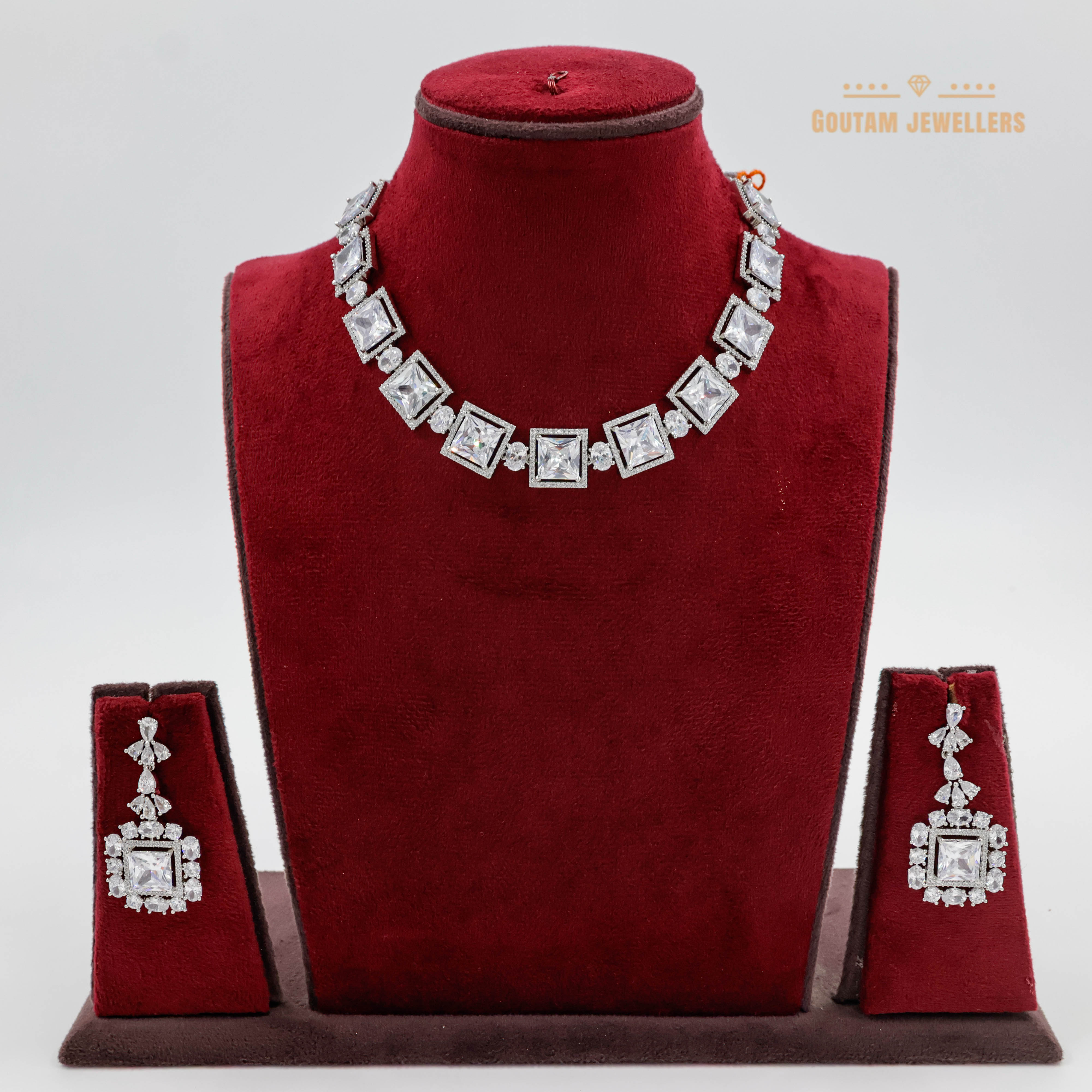Goutam Jewellers By Ashok Rathod - Fancy Cz Solitare Necklace Set