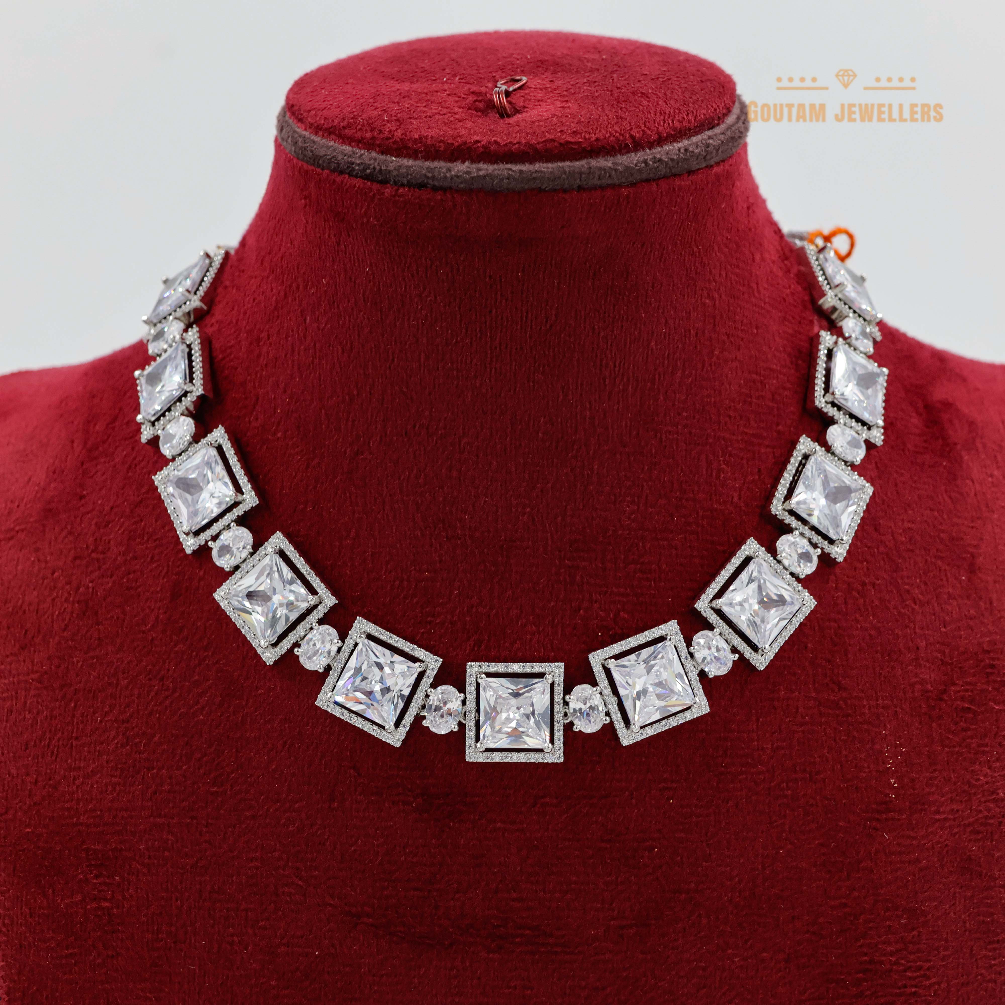 Goutam Jewellers By Ashok Rathod - Fancy Cz Solitare Necklace Set