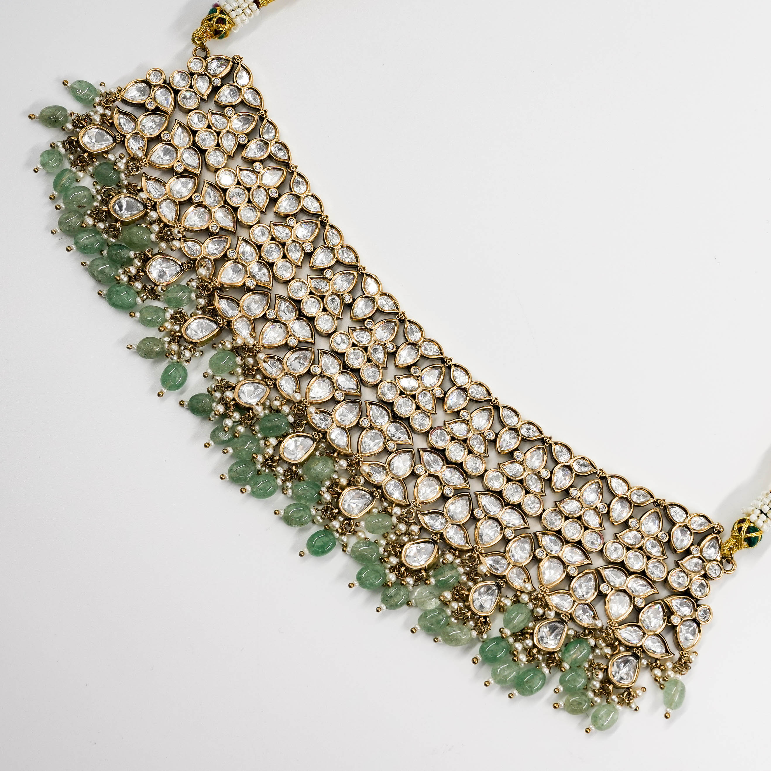 Nidhima Green Moissanite Necklace Set