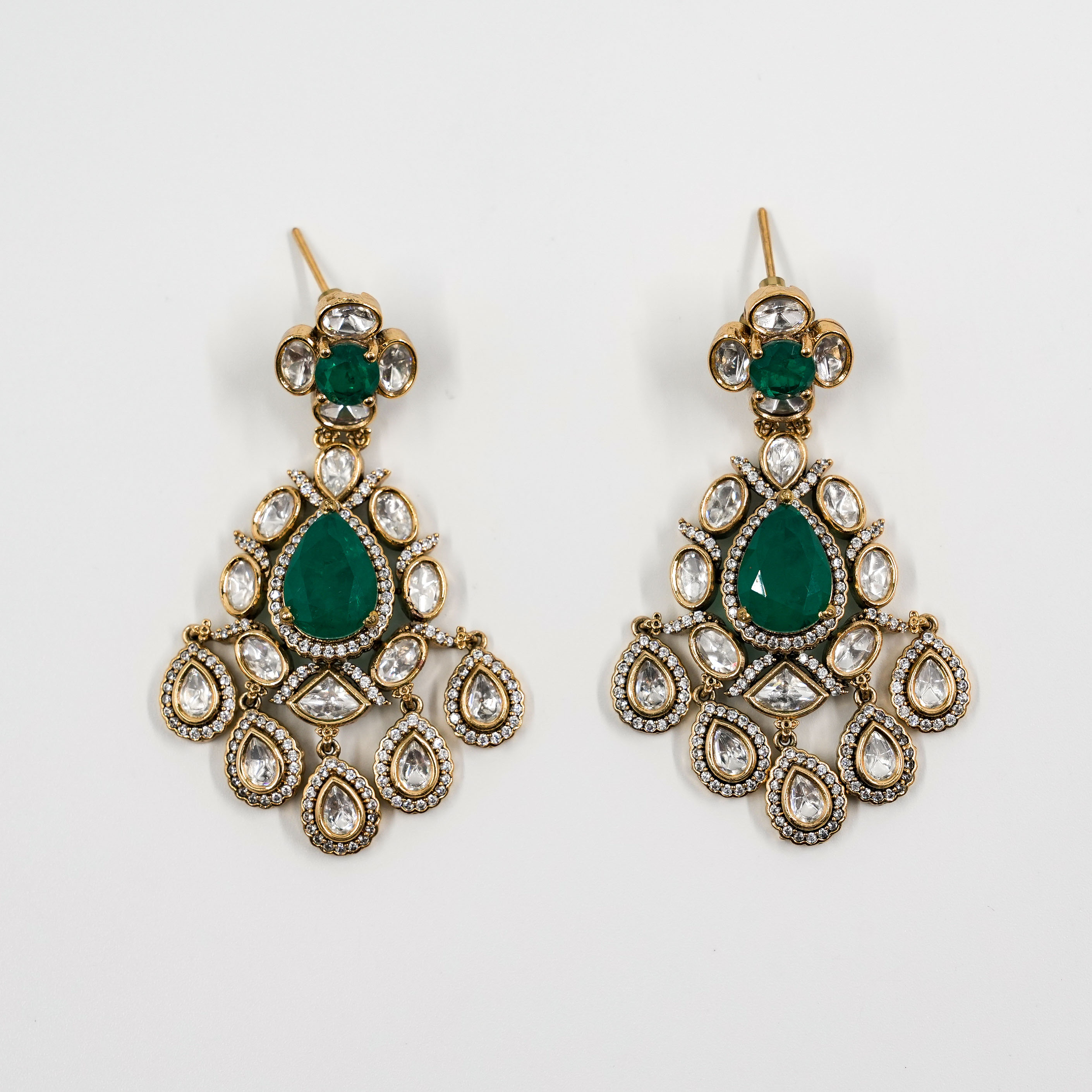 Goutam Jewellers By Ashok Rathod - Victorian Emerald  Moissanite Necklace Set