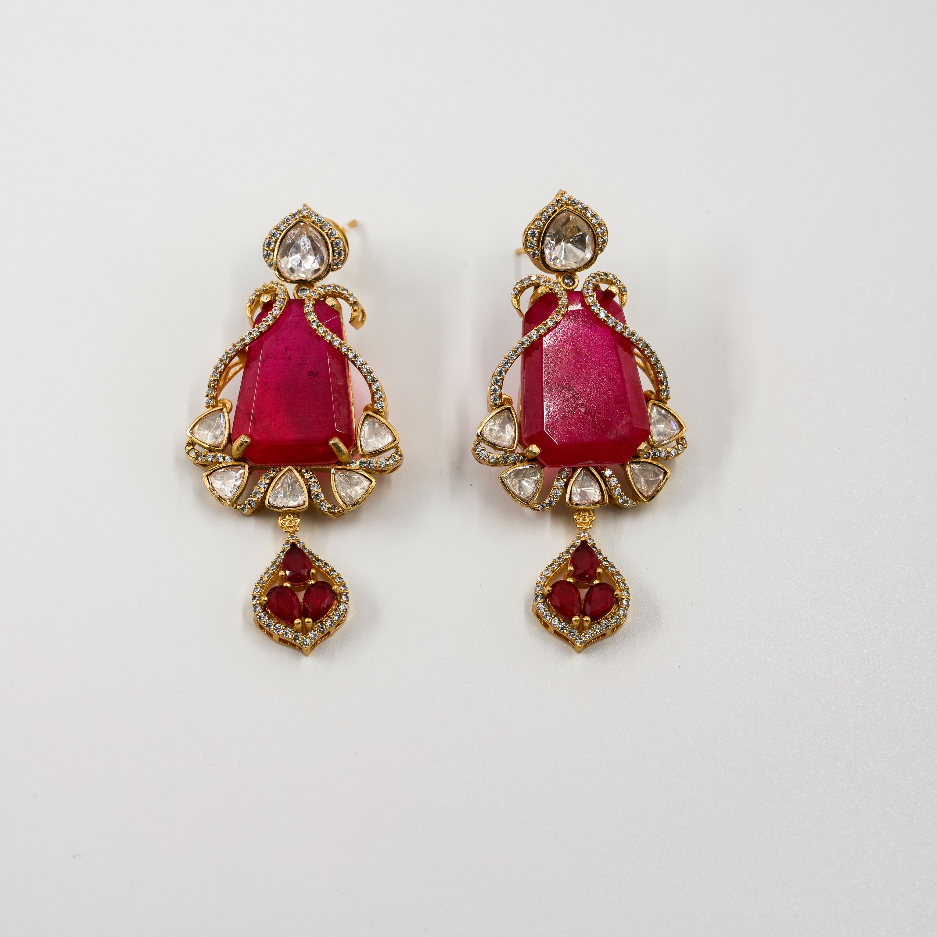 LV Polki Double layer Ruby Necklace set