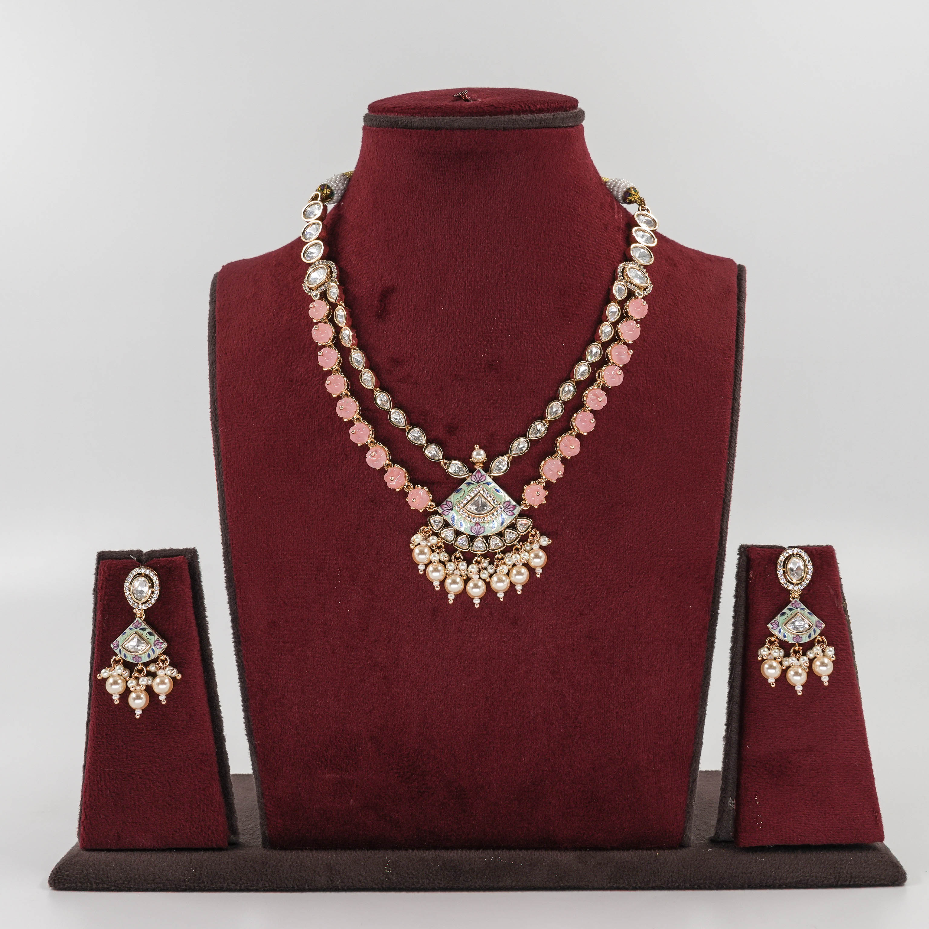 Goutam Jewellers By Ashok Rathod - Designer Pinky Double layer Polki Kundan set