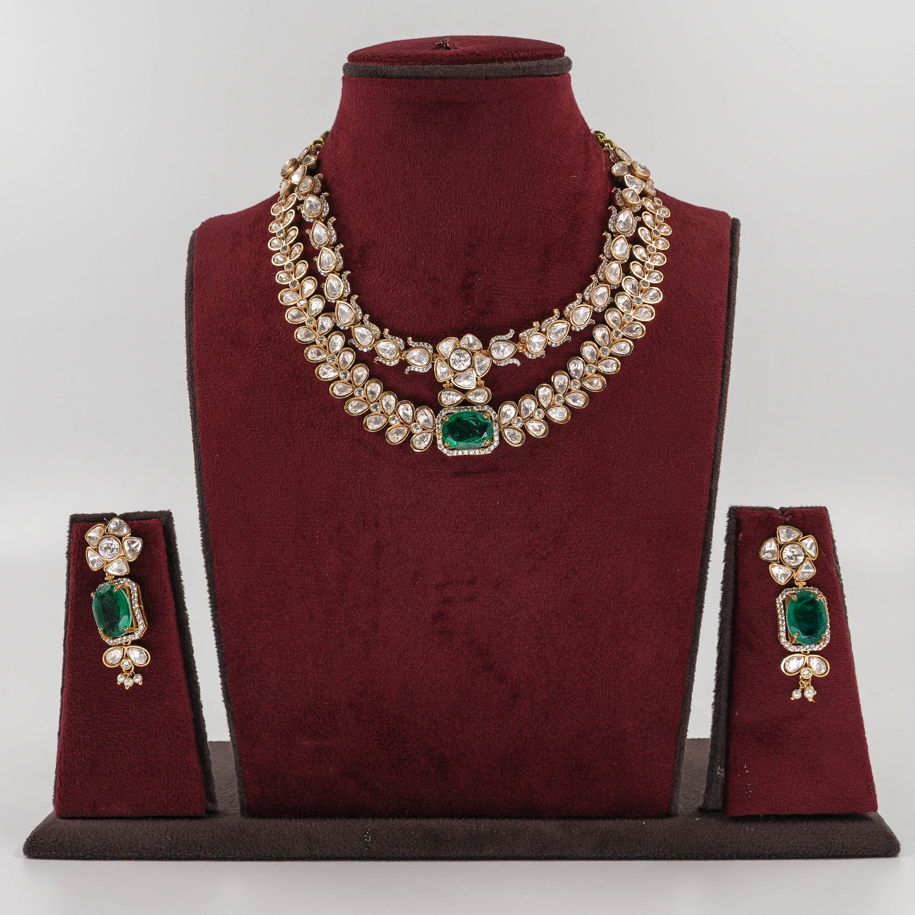 Ishika's layer Moissanite Kundan set
