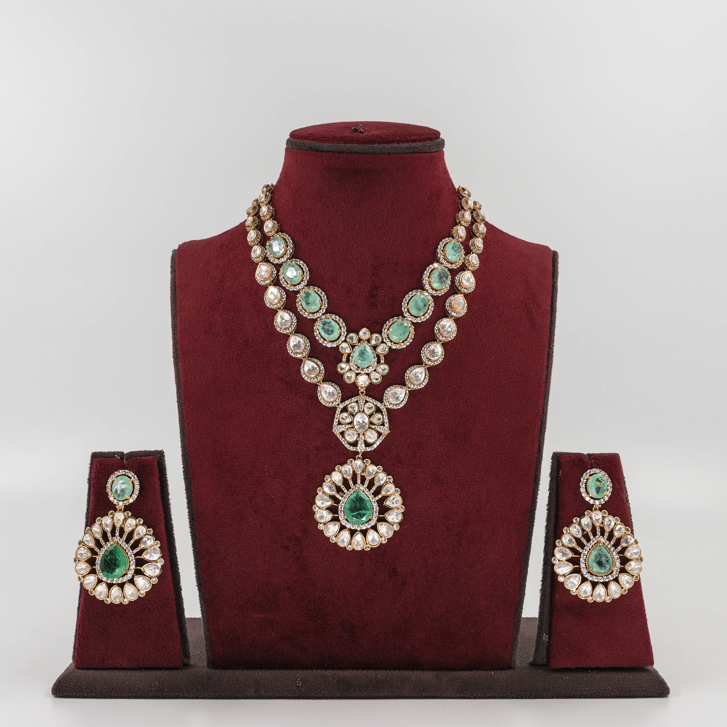 Neeta Double layer Moissanite Kundan set
