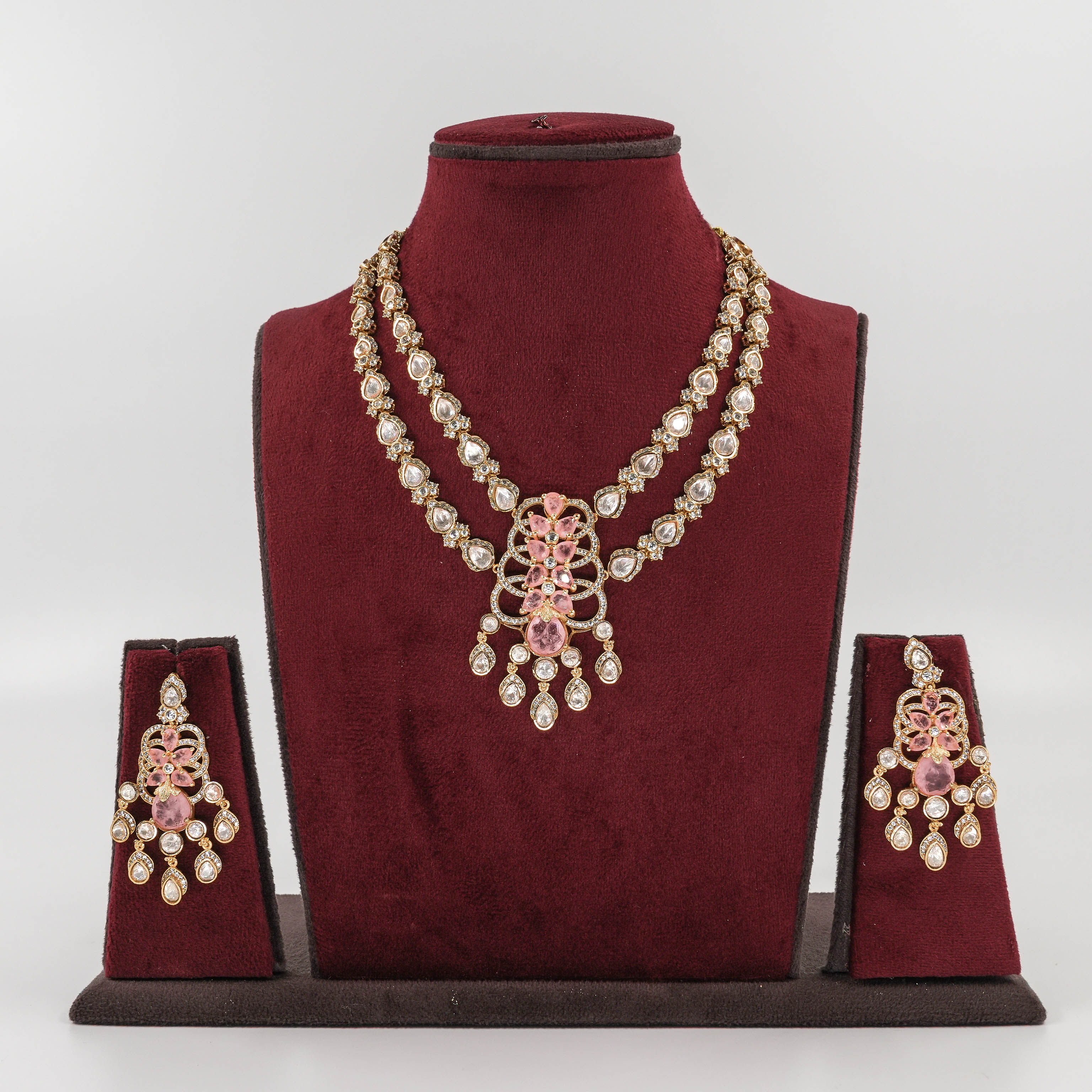 Aashi 2 line Moissanite Kundan set