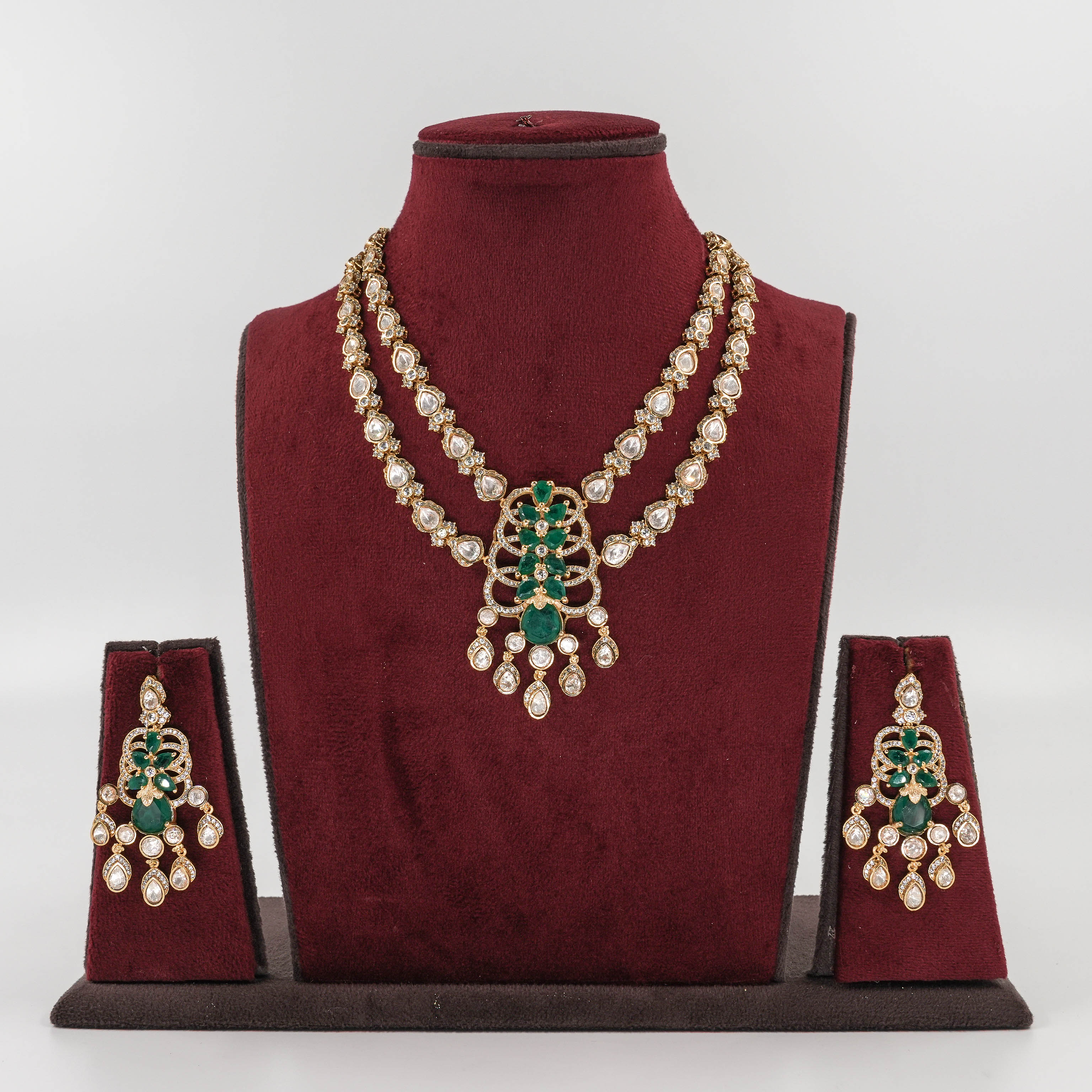 Aashi 2 line Moissanite Kundan set