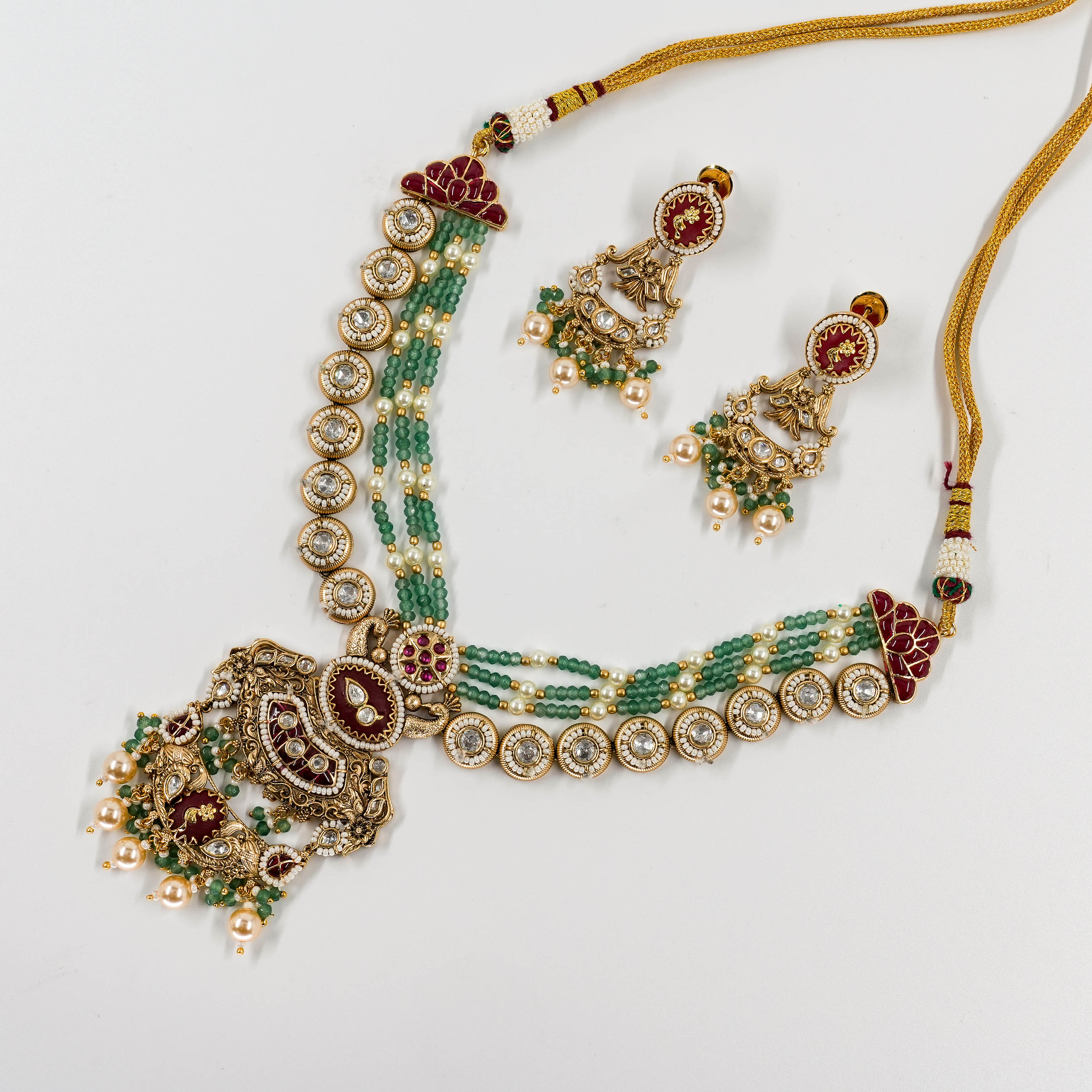 Goutam Jewellers By Ashok Rathod - Premium Gold Multicolour Heritage Necklace Set