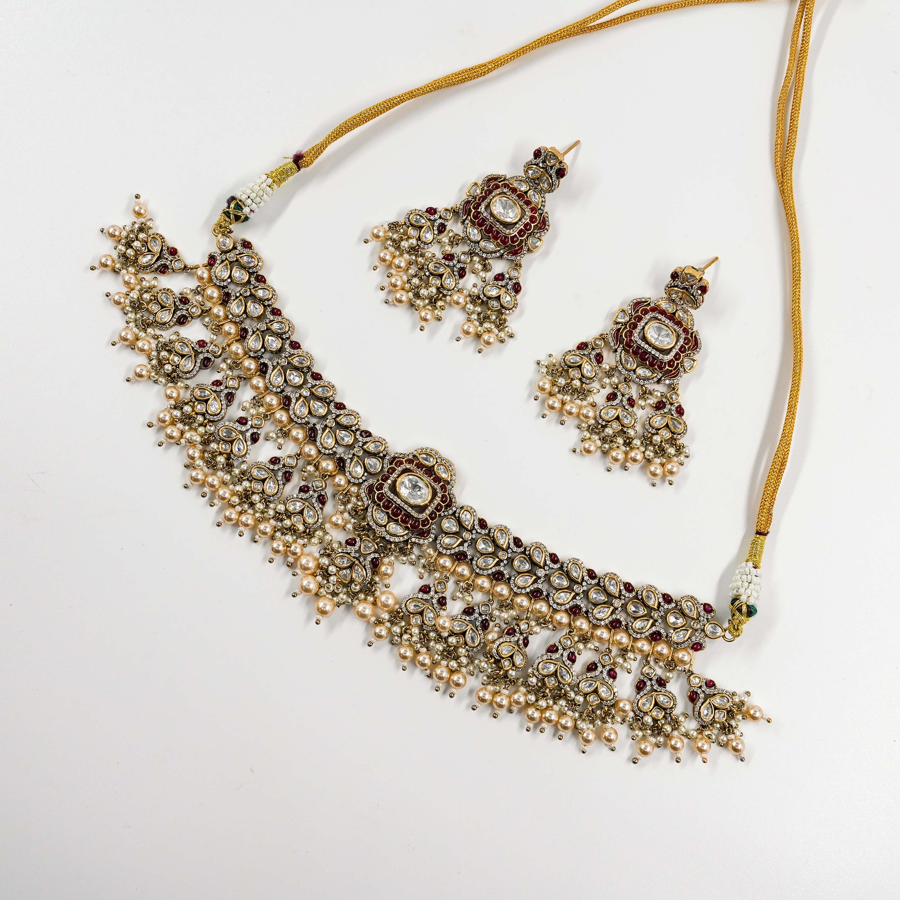 Victorian Polish Moissanite Kundan Choker set