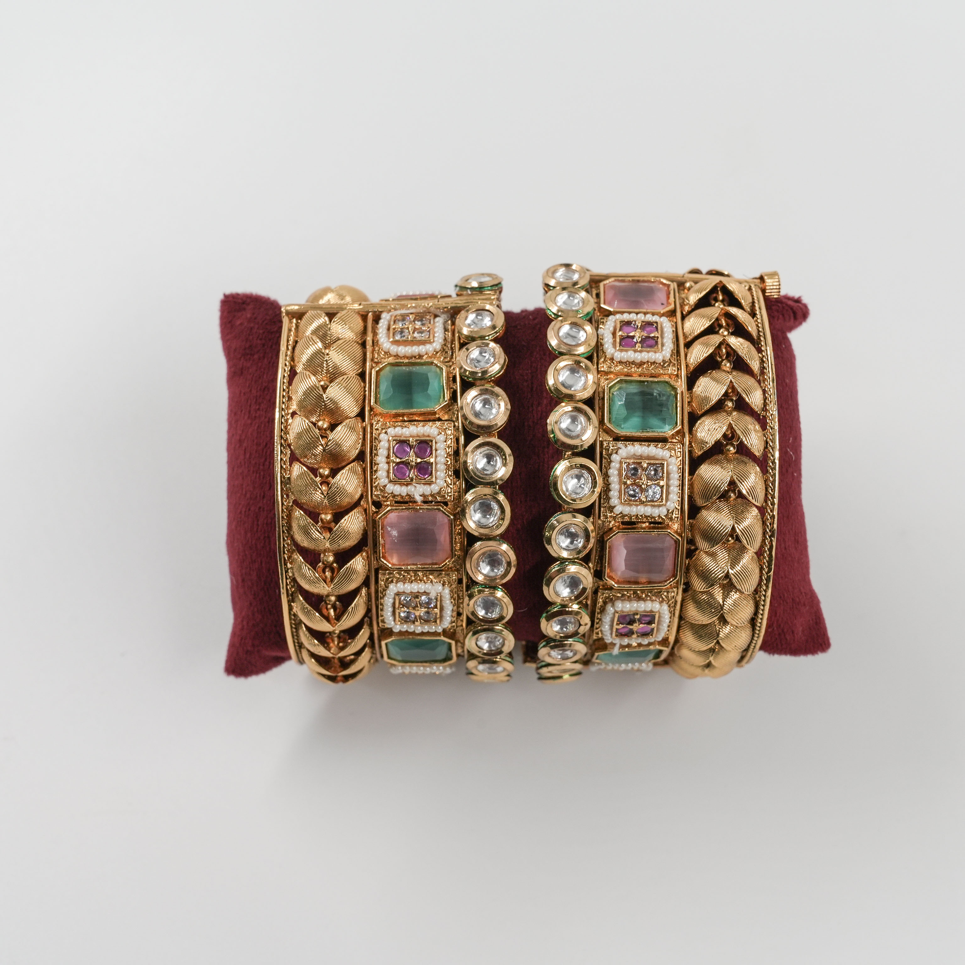 Goutam Jewellers By Ashok Rathod - Pastel Stone Studded Openable Pair of Rajwadi Bangle