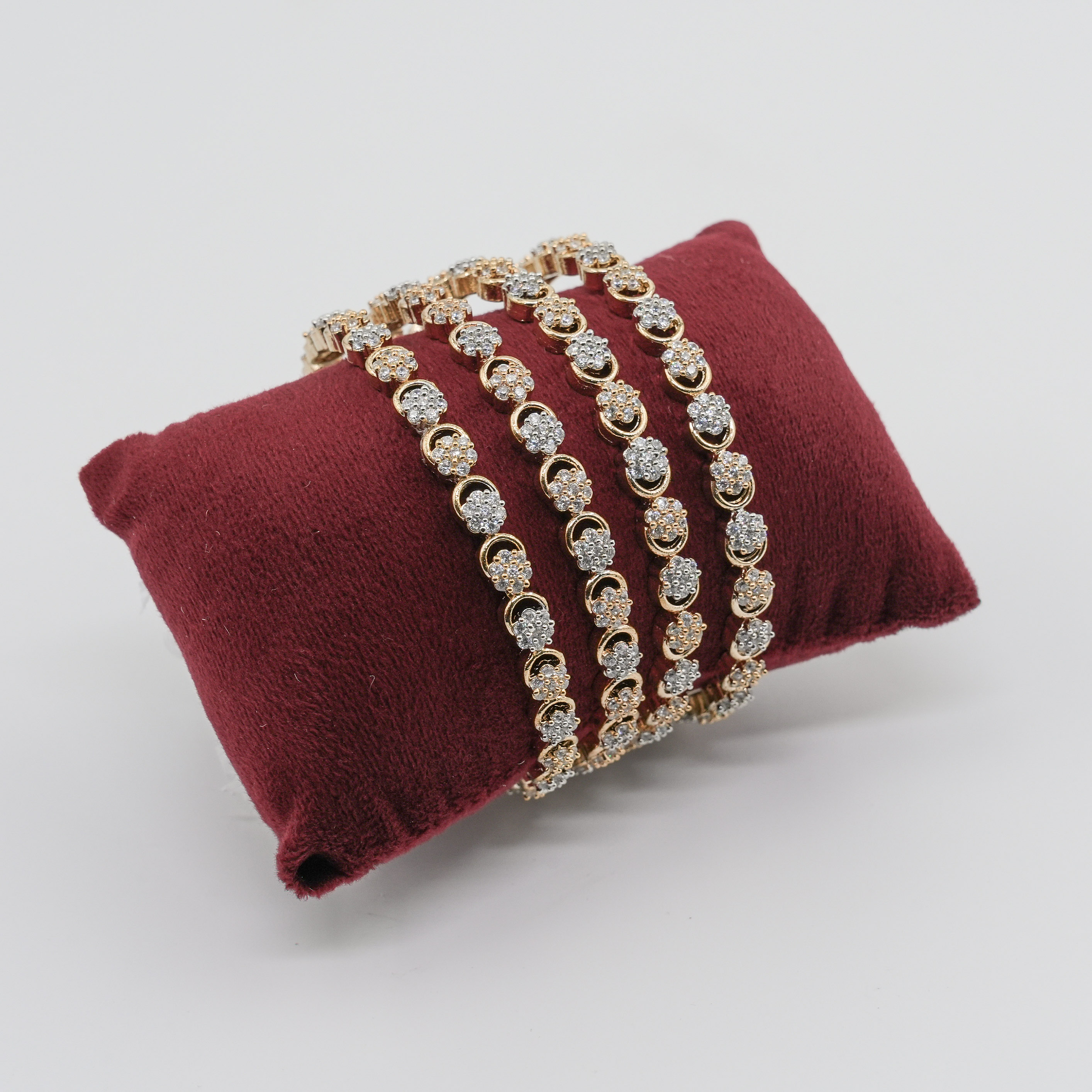 American diamond 4pc flower design bangles