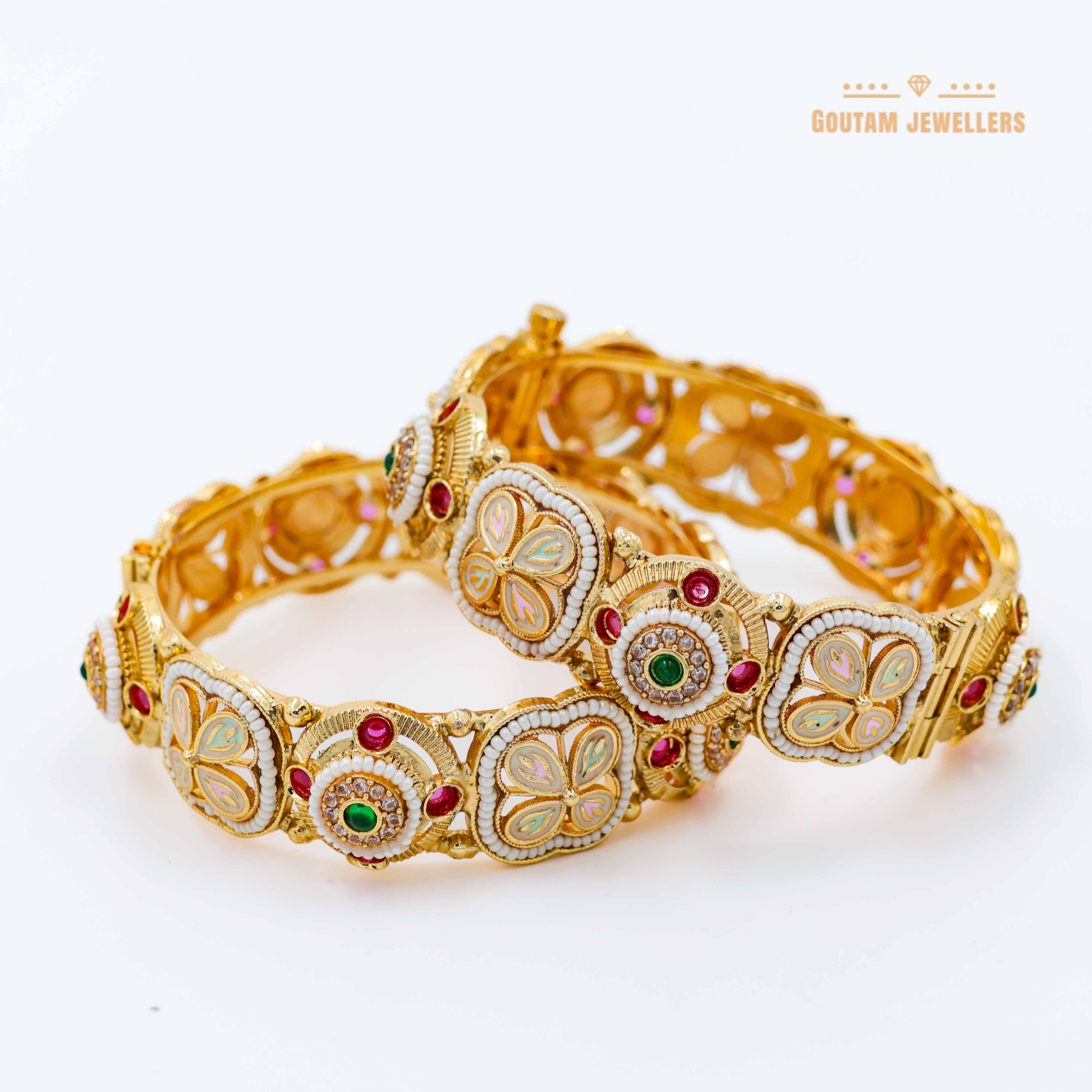 Fancy Rajwadi Bangles with swarovski Mina