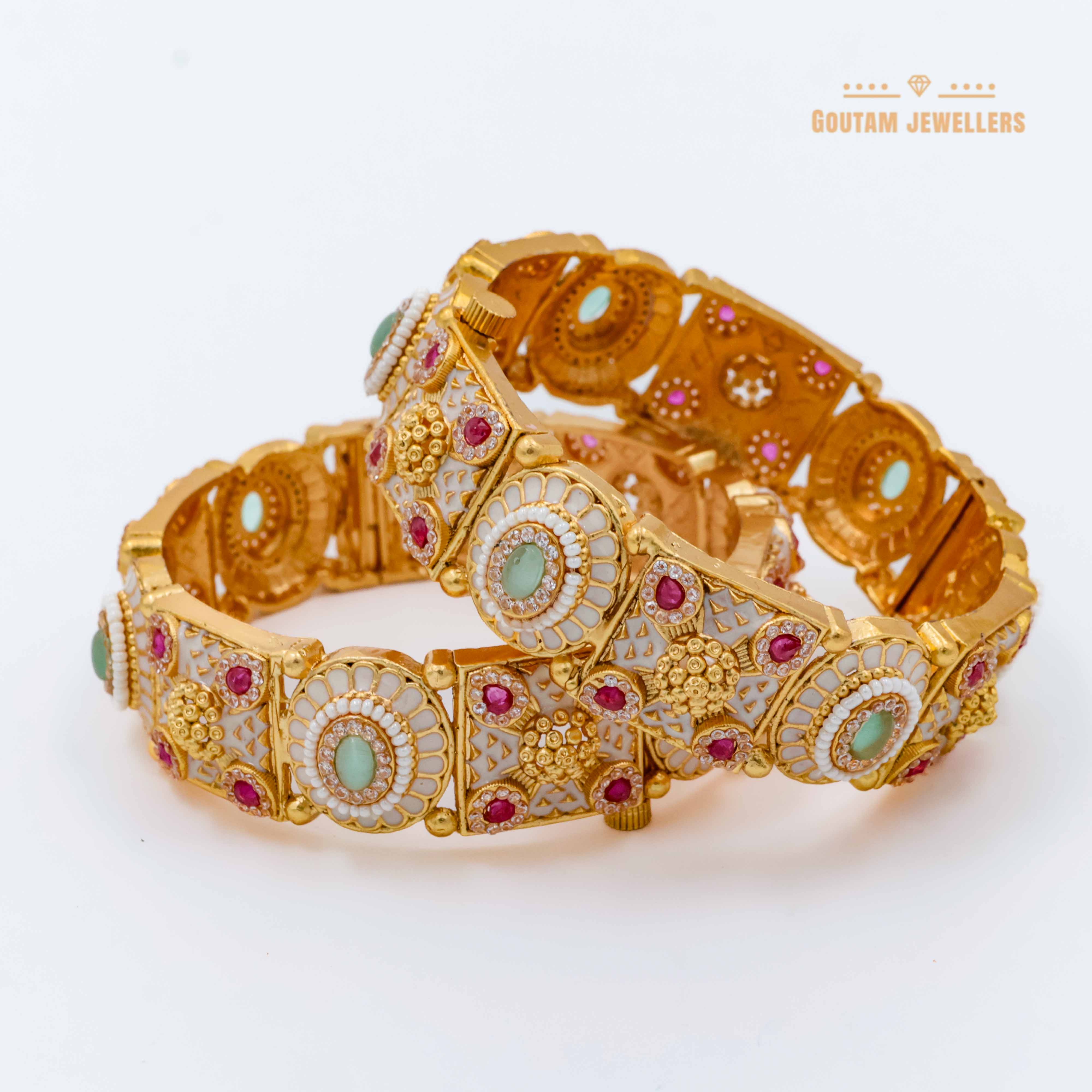 Fancy Rajwadi Bangles with Pastel Color Stones