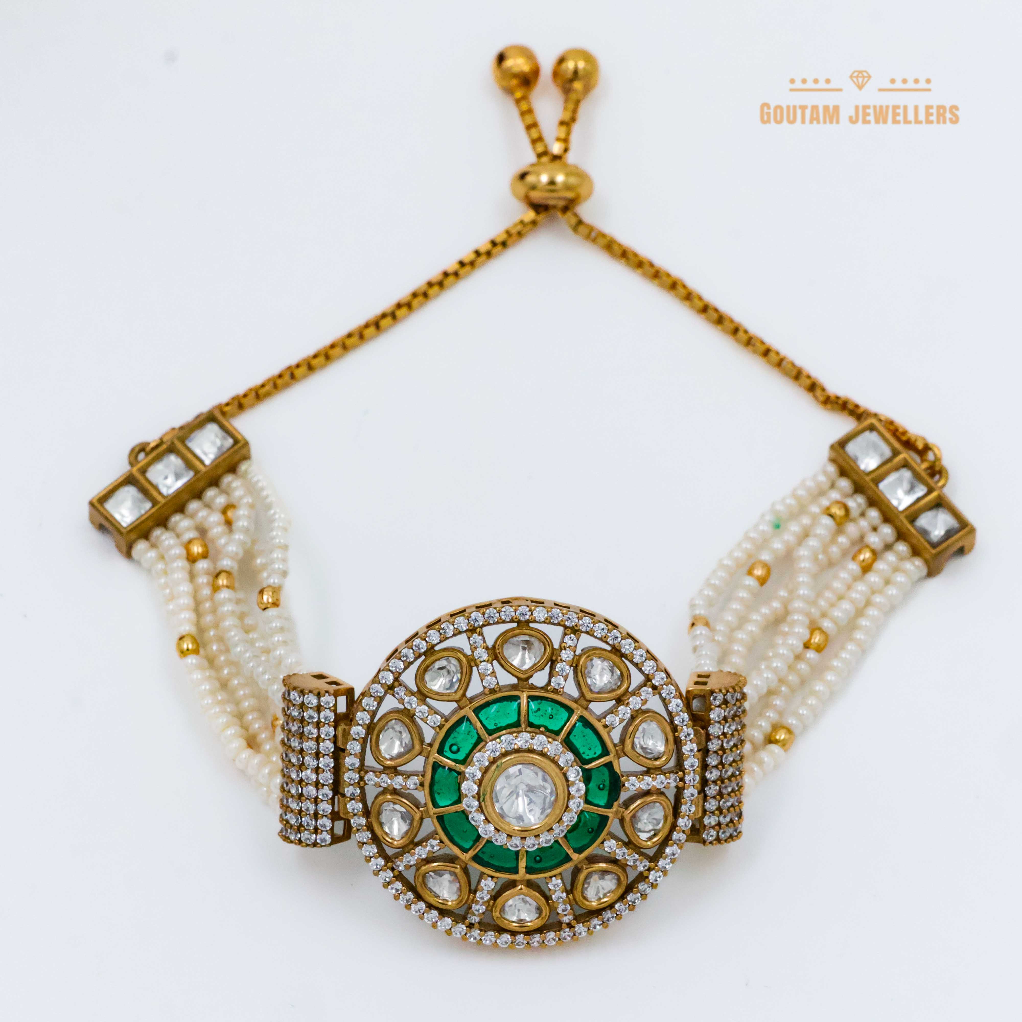 Round Shape Kundan Bracelet Victorian Polish