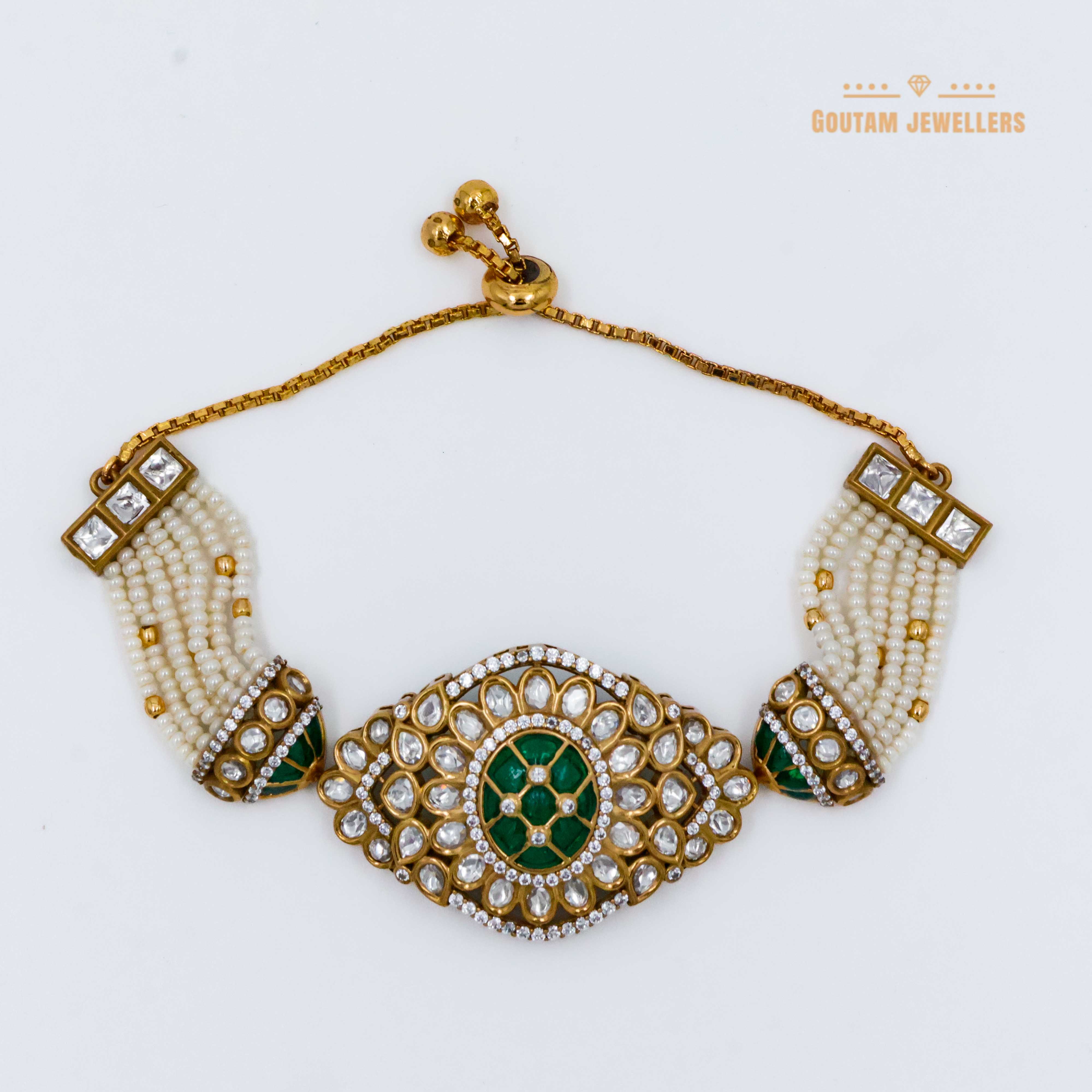 Oval Shape Kundan Bracelet Victorian Polish