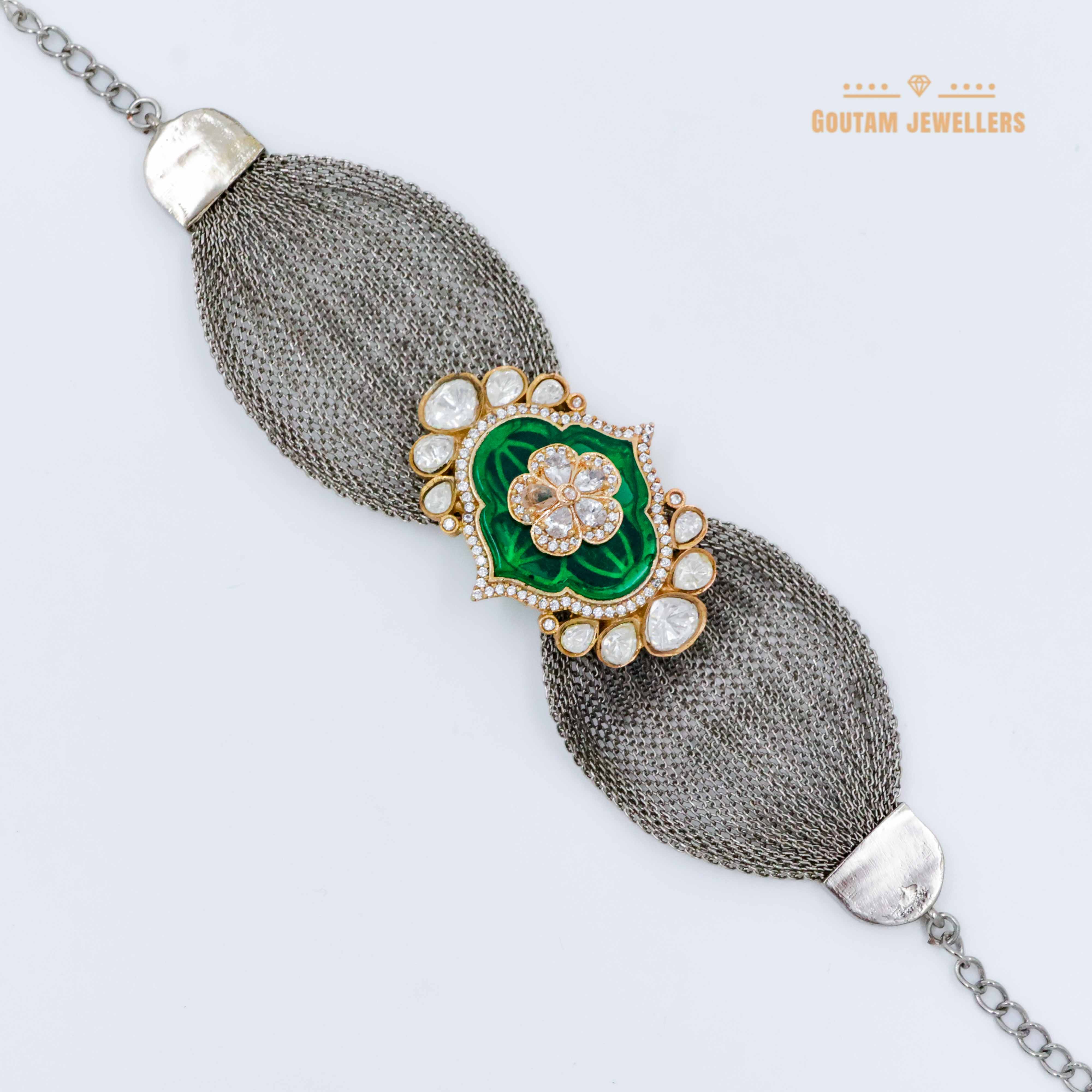 Italian Silver Belt Moissanite Bracelet
