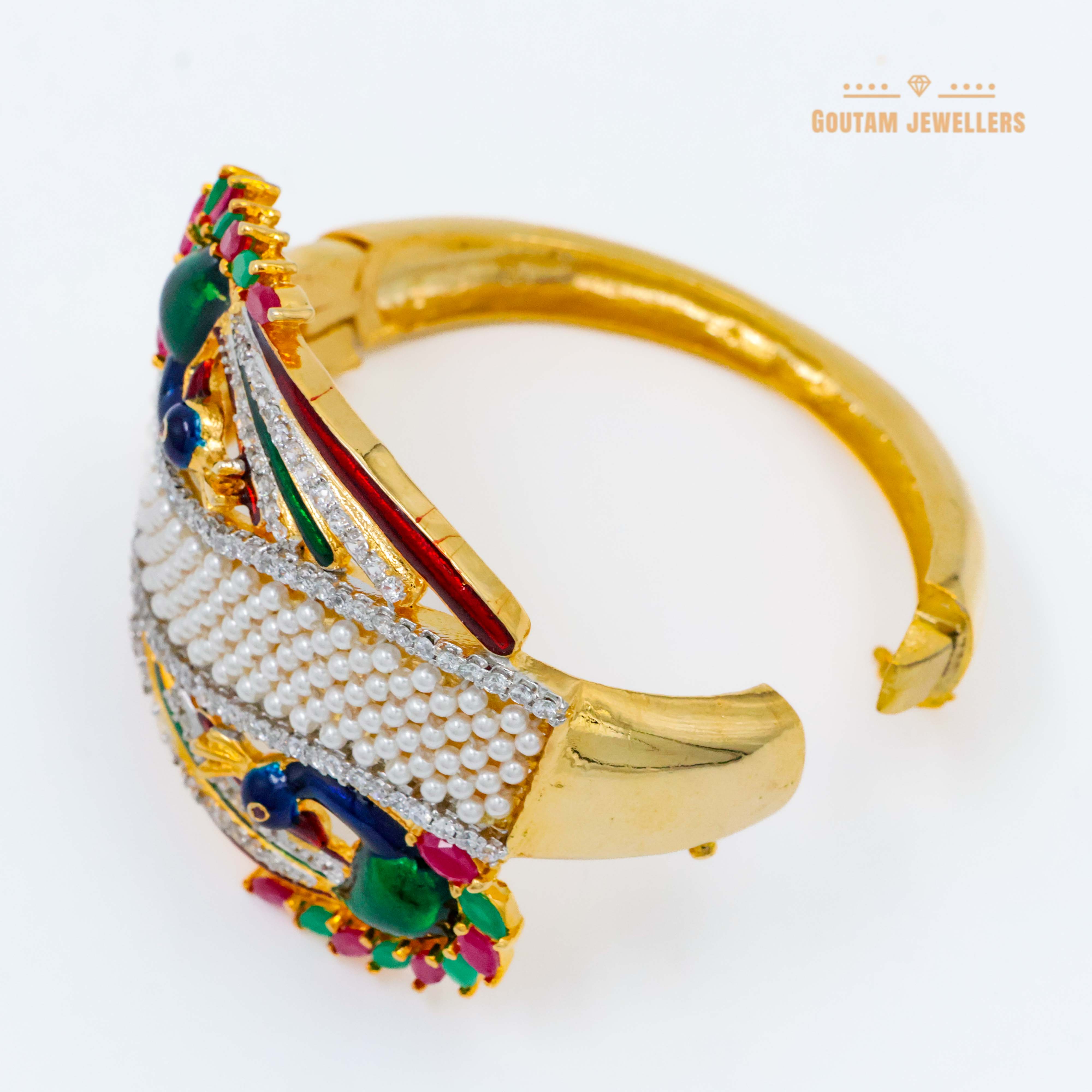 Peacock Design Fancy CZ Kada