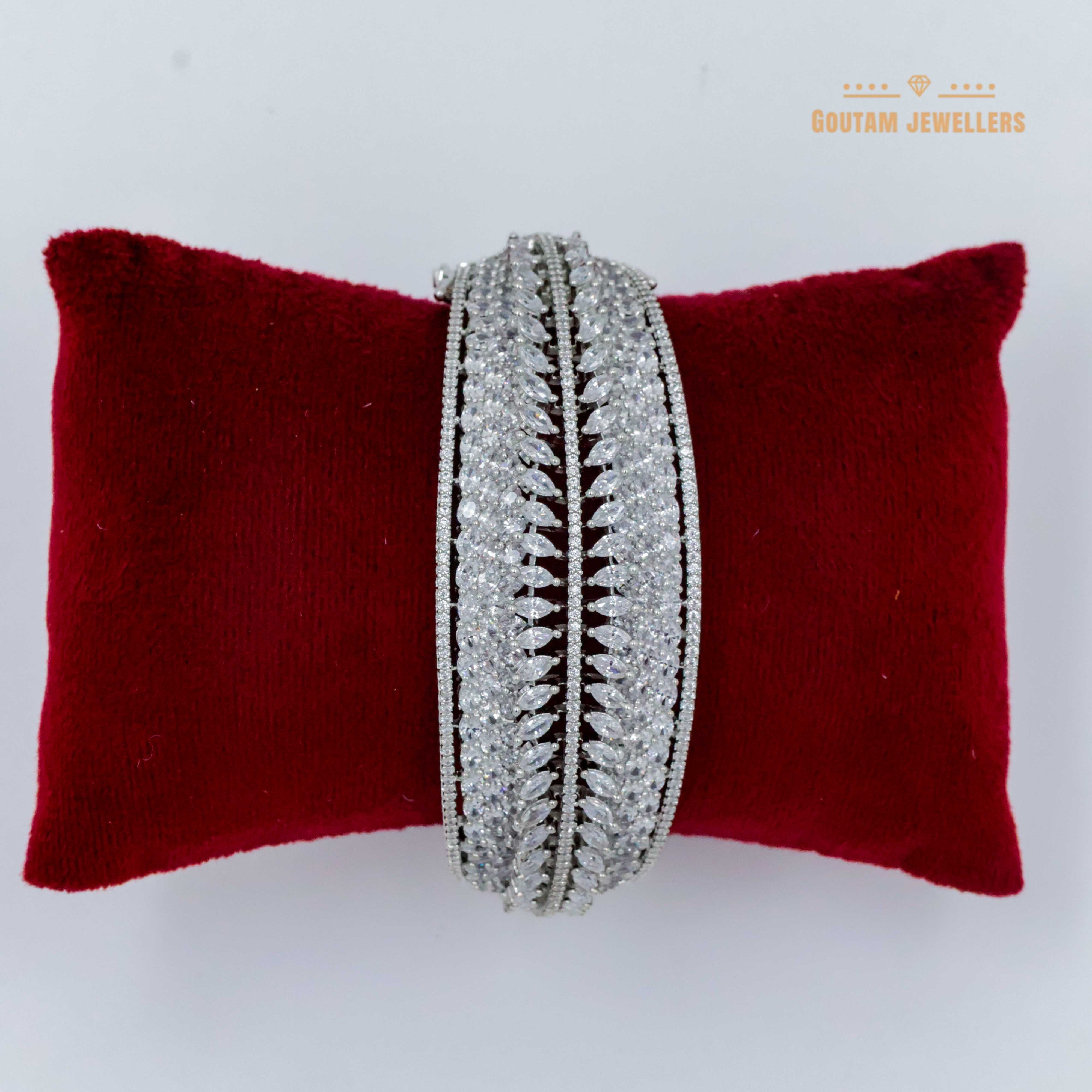 AD Stone Silver Polish Kada