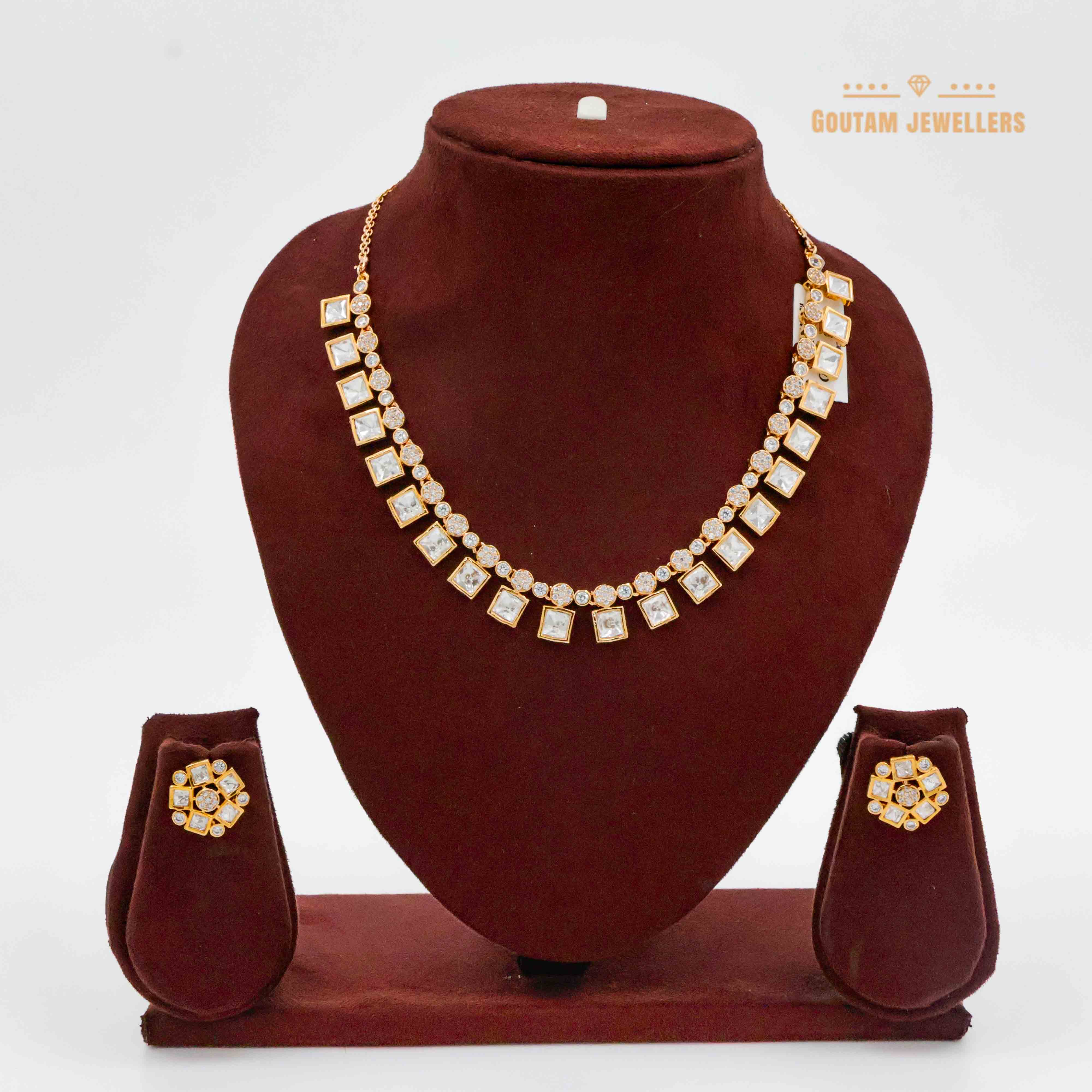 Single Line Square Shape Polki Set
