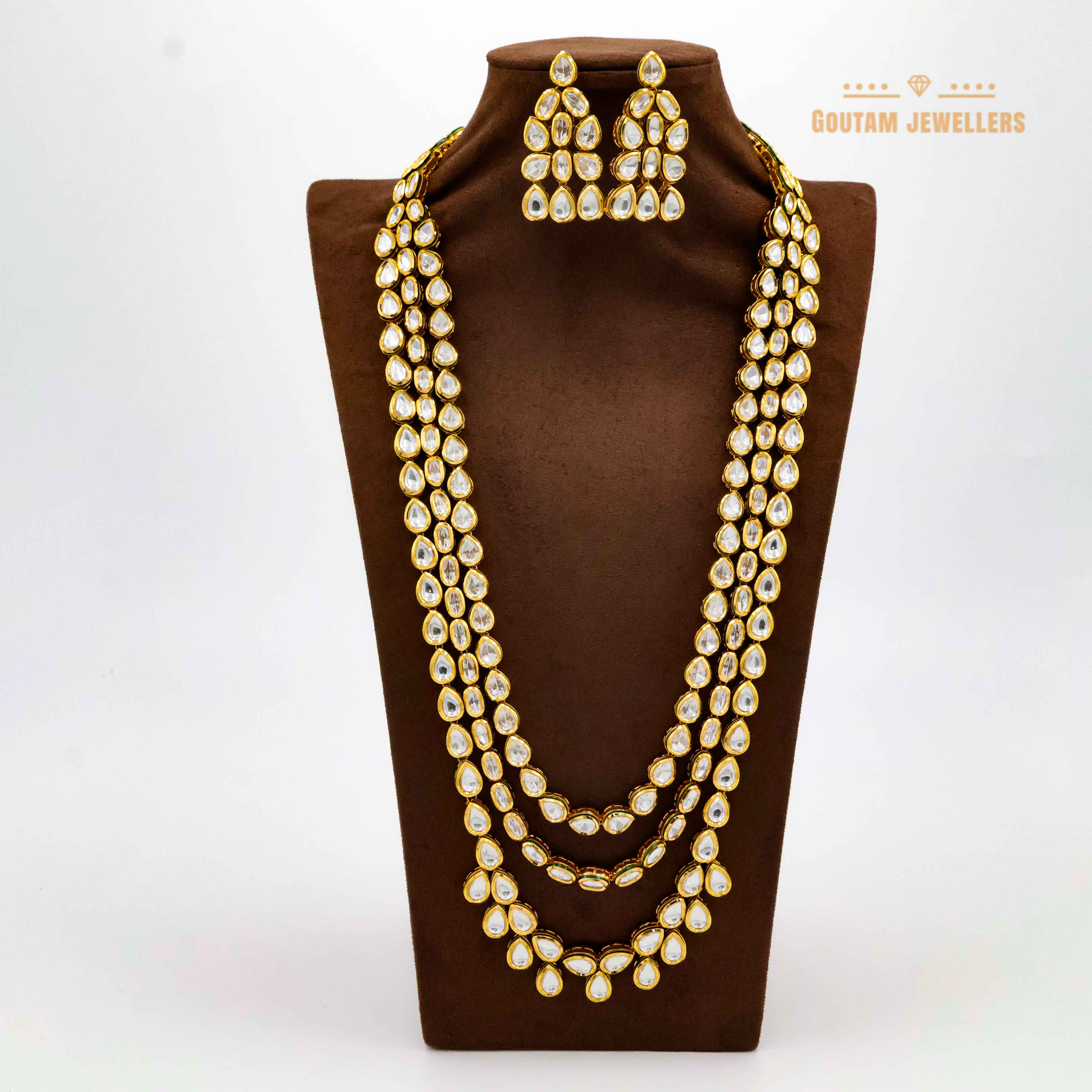 3 Lines Real kundan Long Set