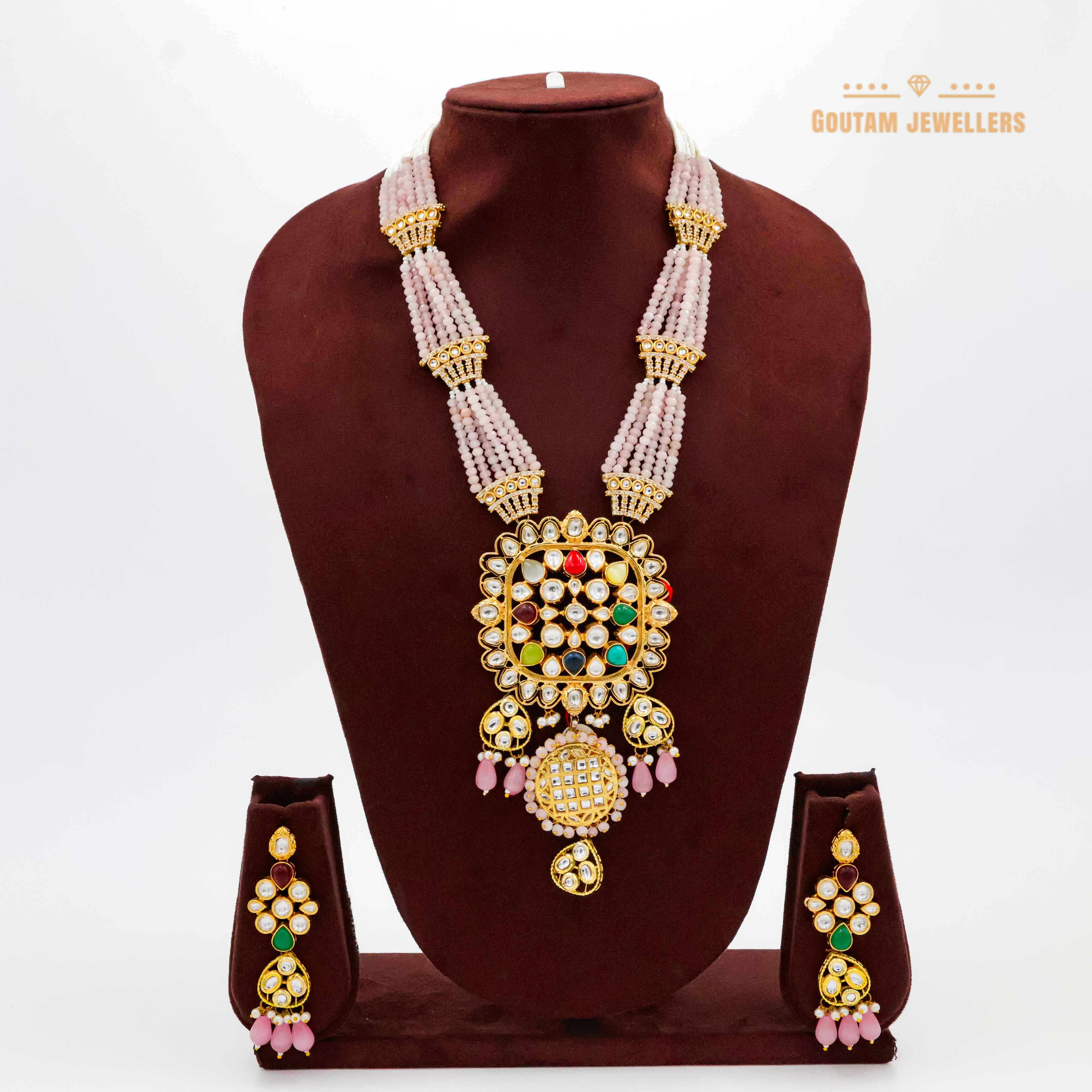 Long Navratan Polki kundan Mala