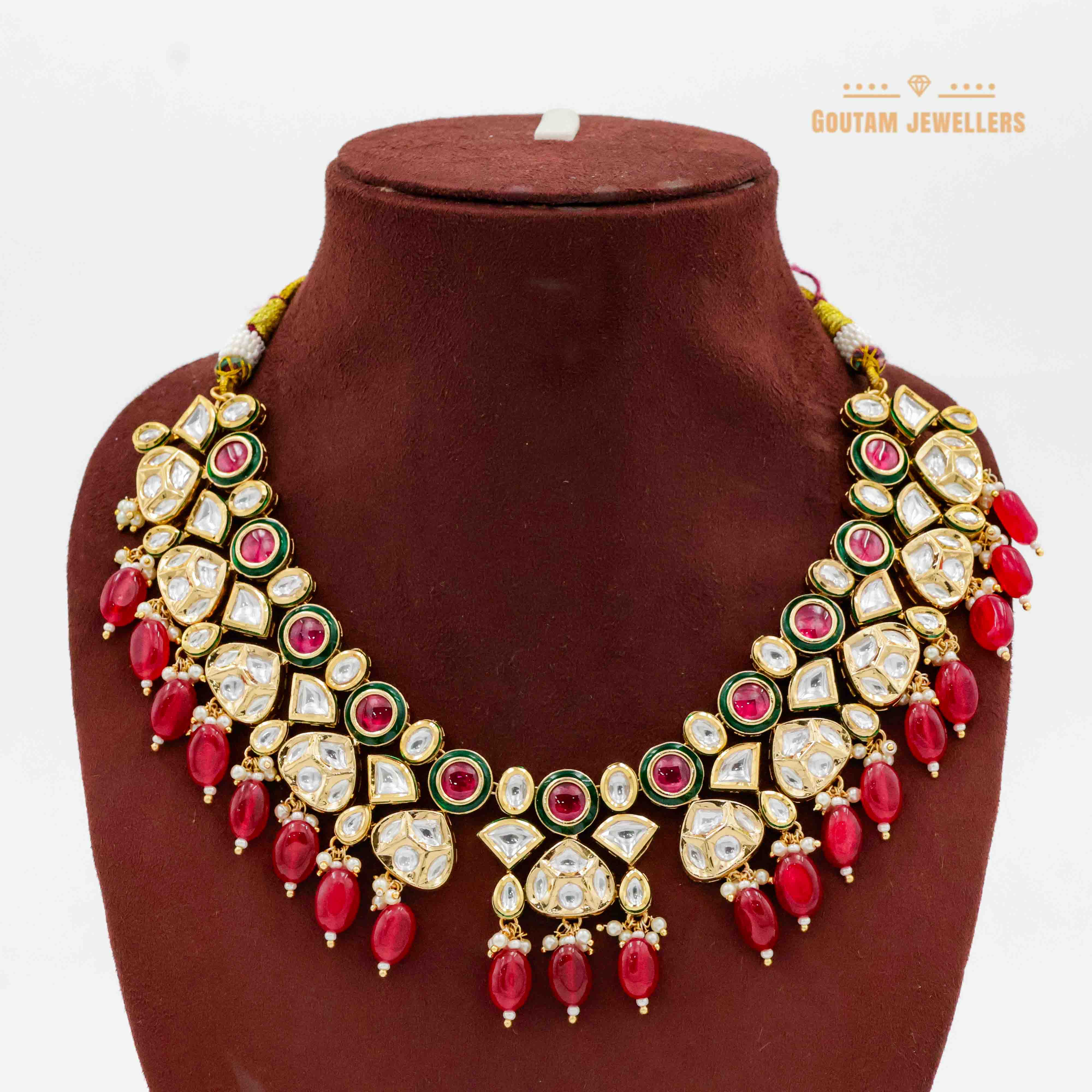 Real Kundan Set with Ruby Droppings