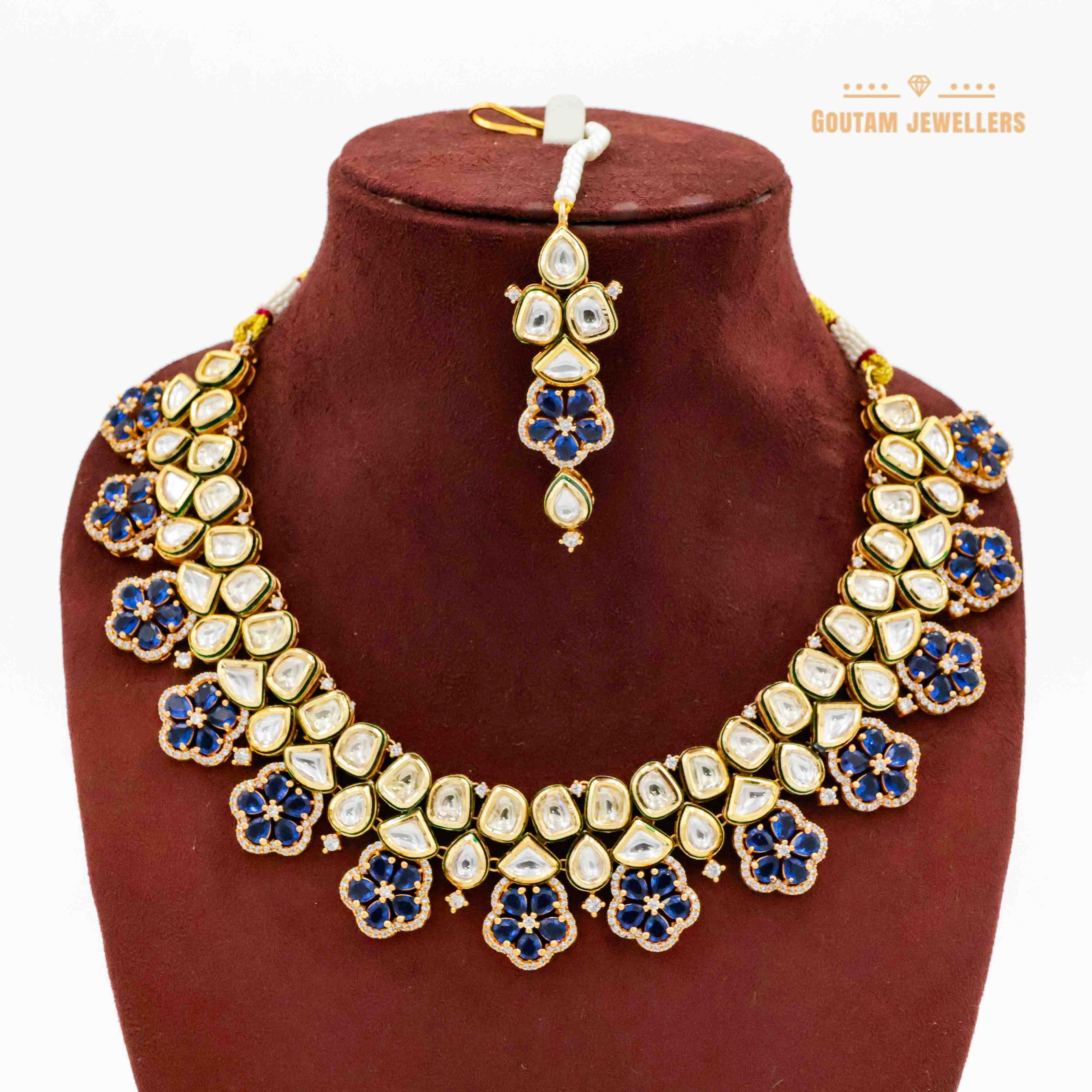 Designer Blue Stones Real Kundan Set