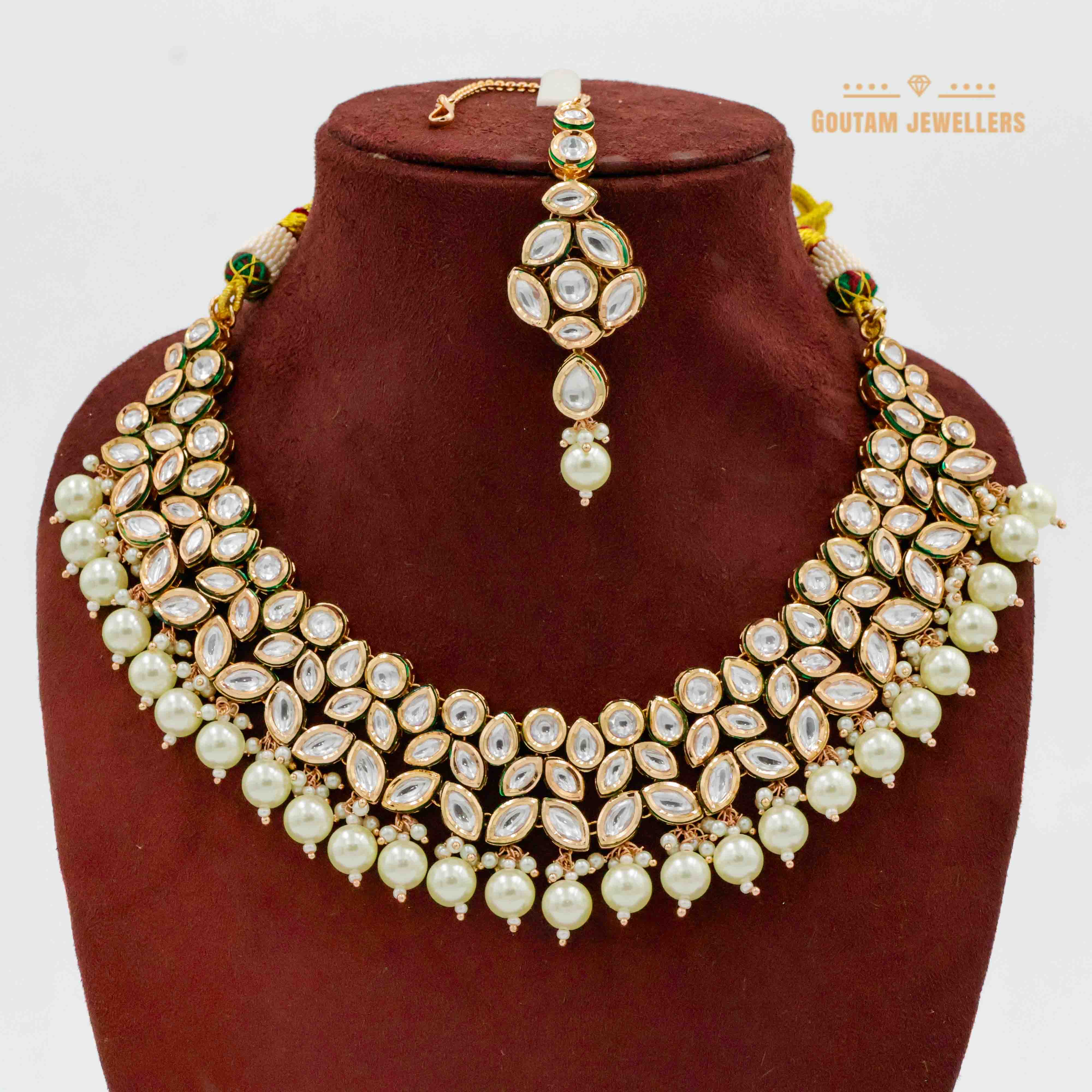 Real Kundan Set with Moti Droppings