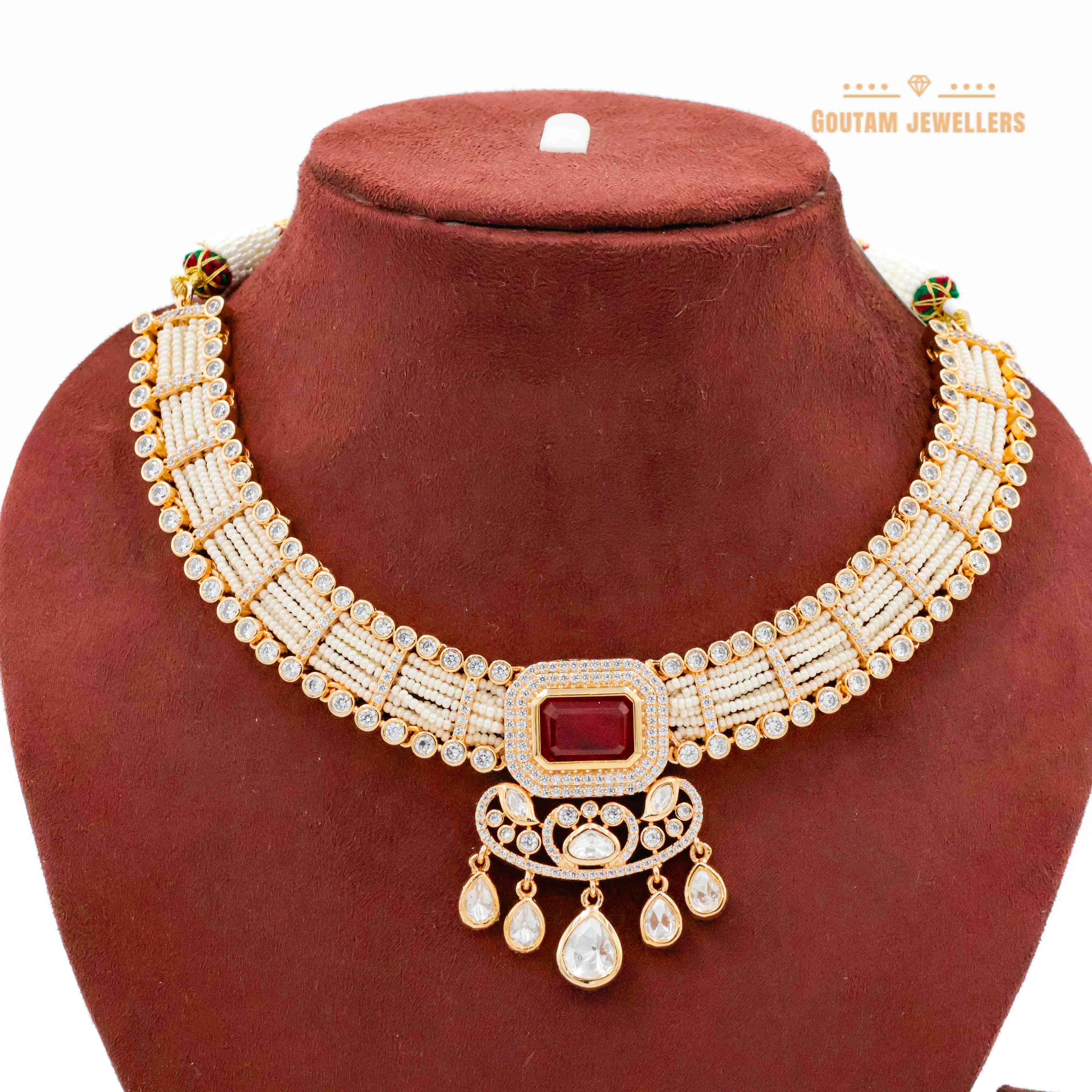 Designer Moti Bandai Polki Kundan Set