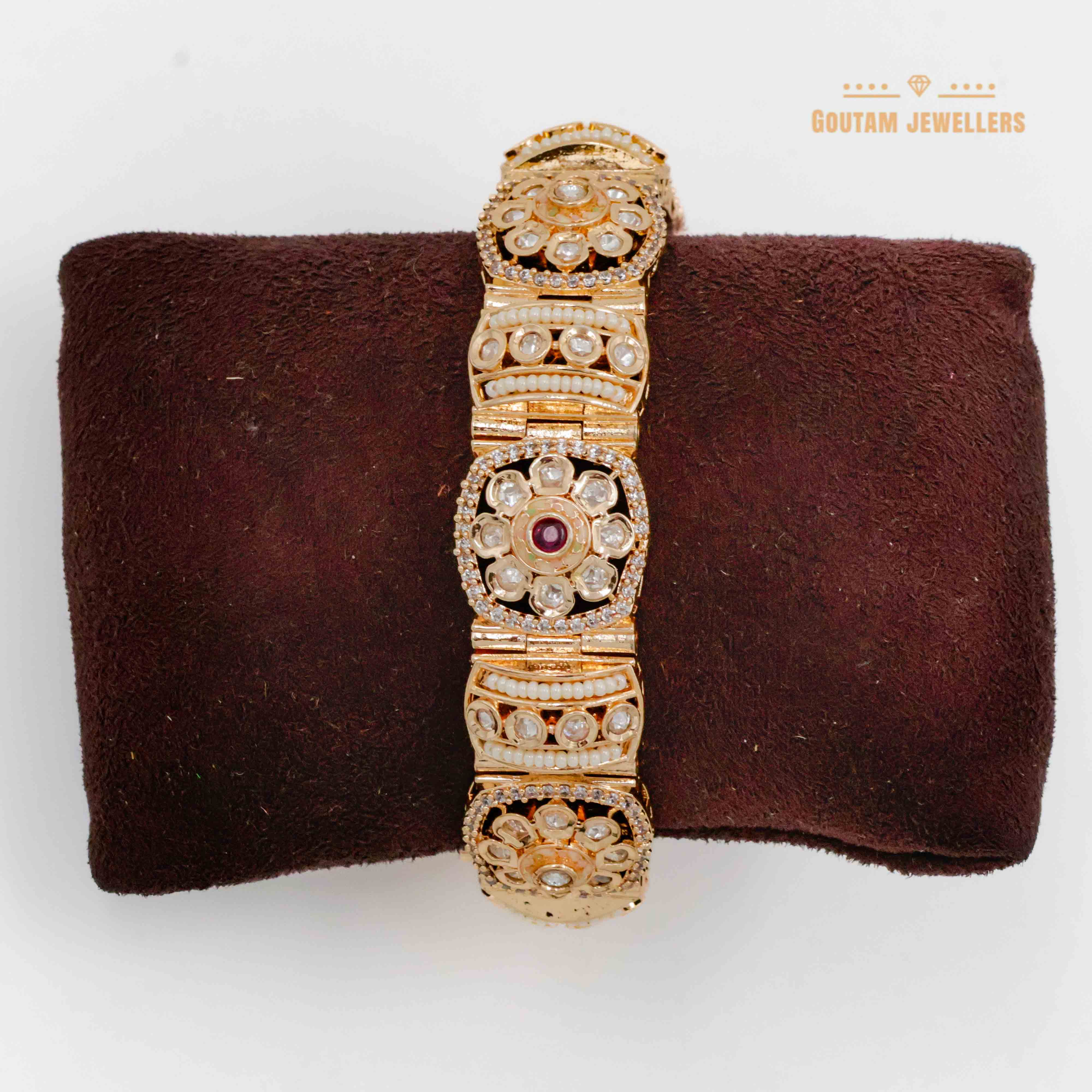 Ansul Flower Shape with ruby Designer Polki Kundan Gajra