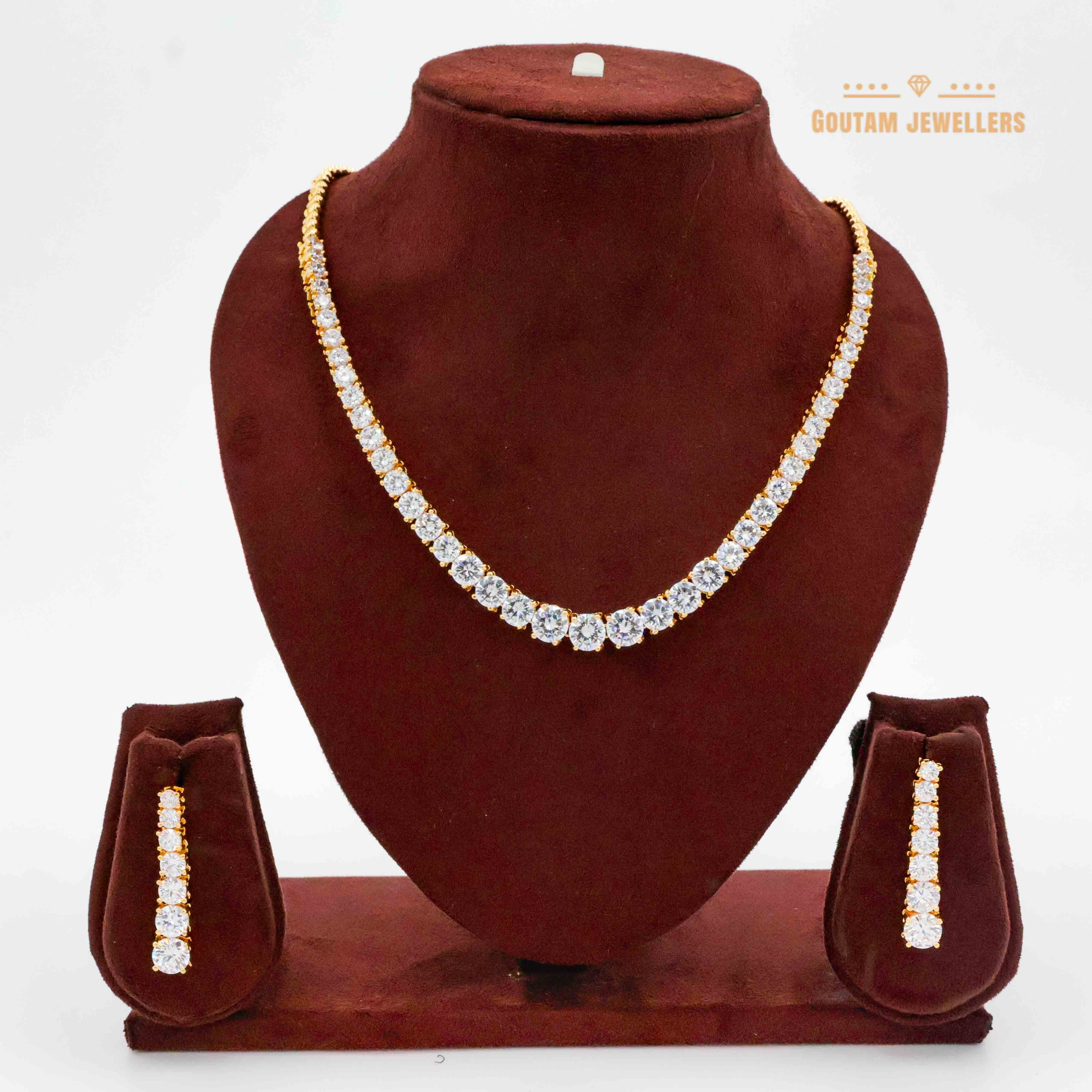 Imported N Solitaire Diamond Necklace Set