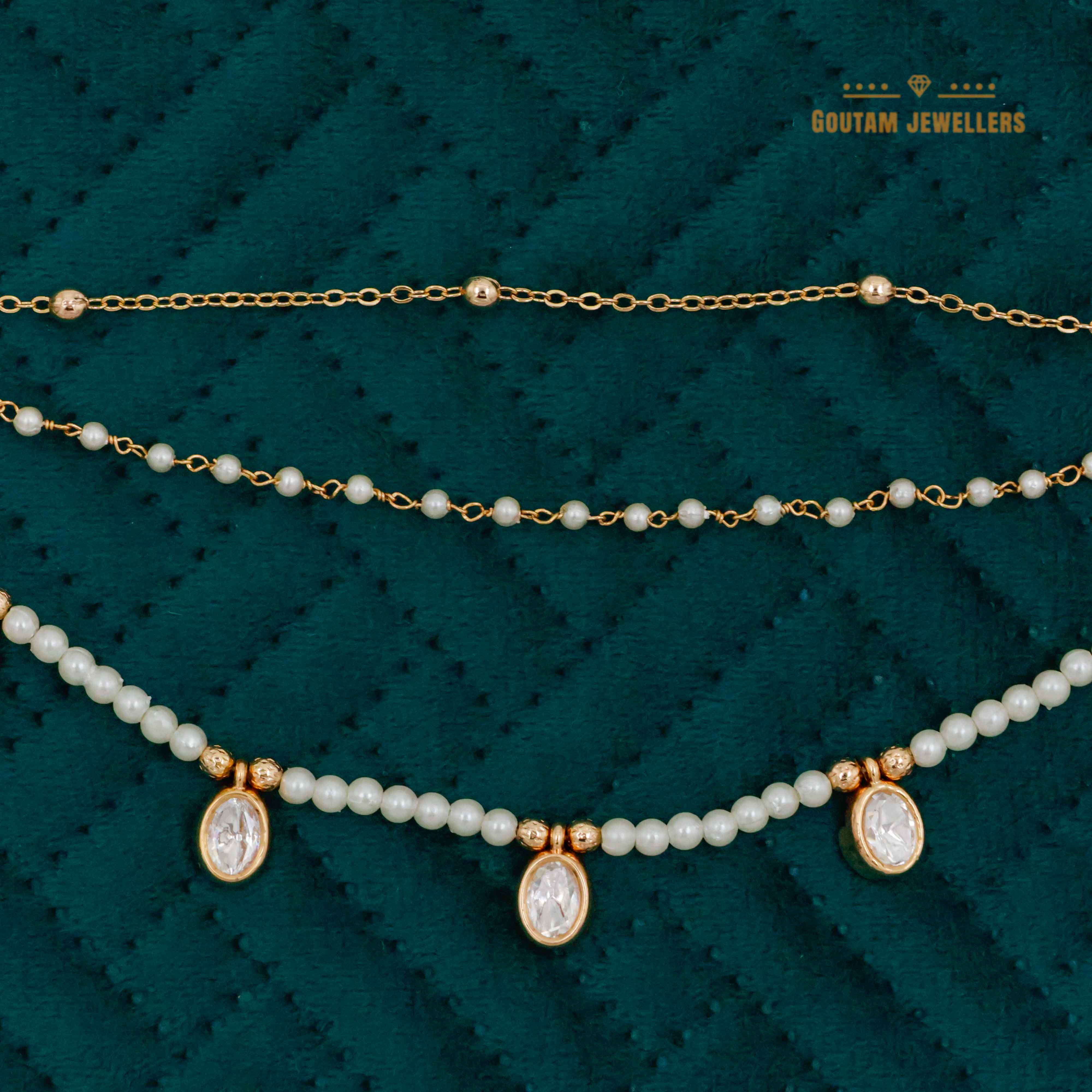 Goutam Jewellers By Ashok Rathod - Oval Shape Pearl Polki Designer Ear Chains