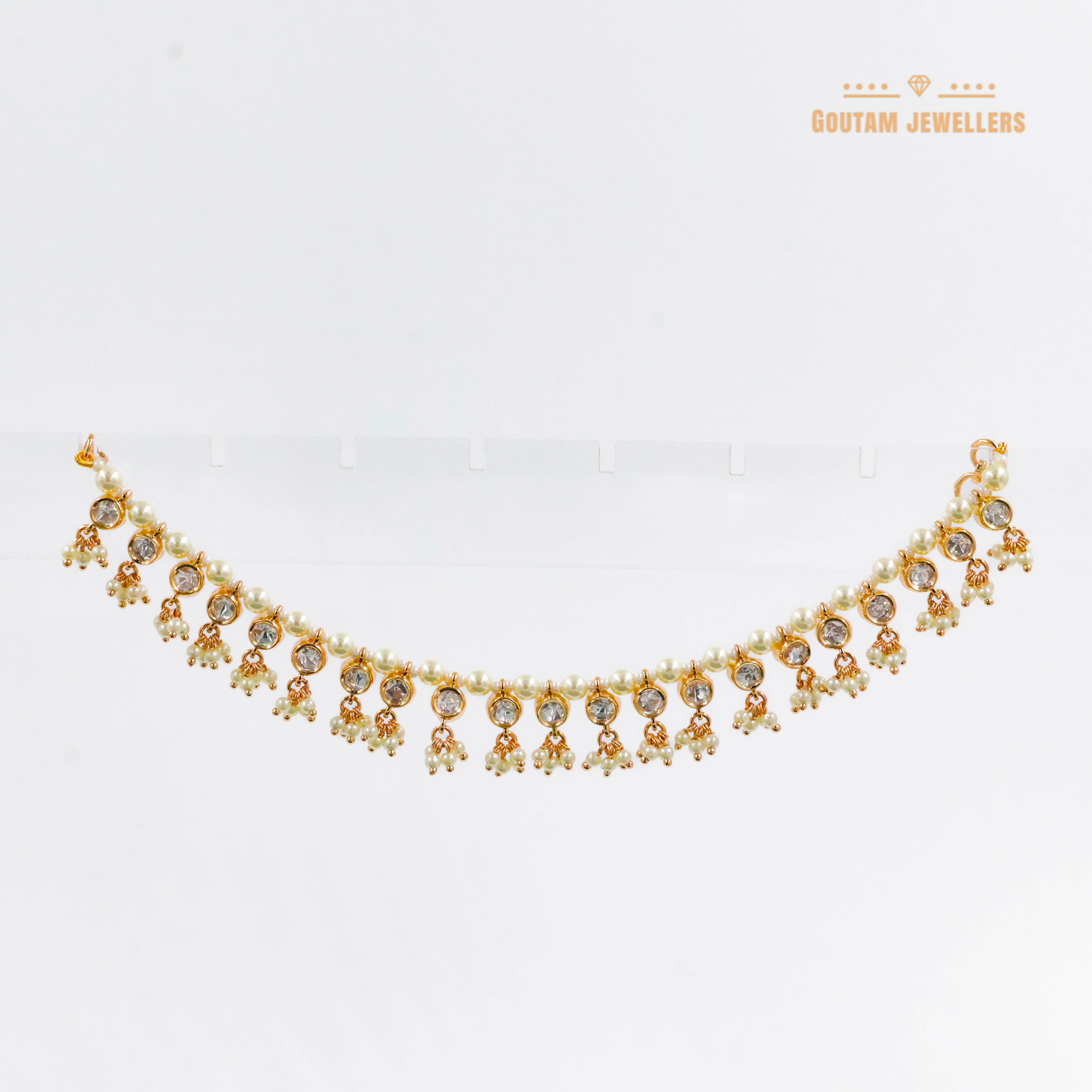 Goutam Jewellers By Ashok Rathod - Designer Pearl Polki Designer Ear Chains