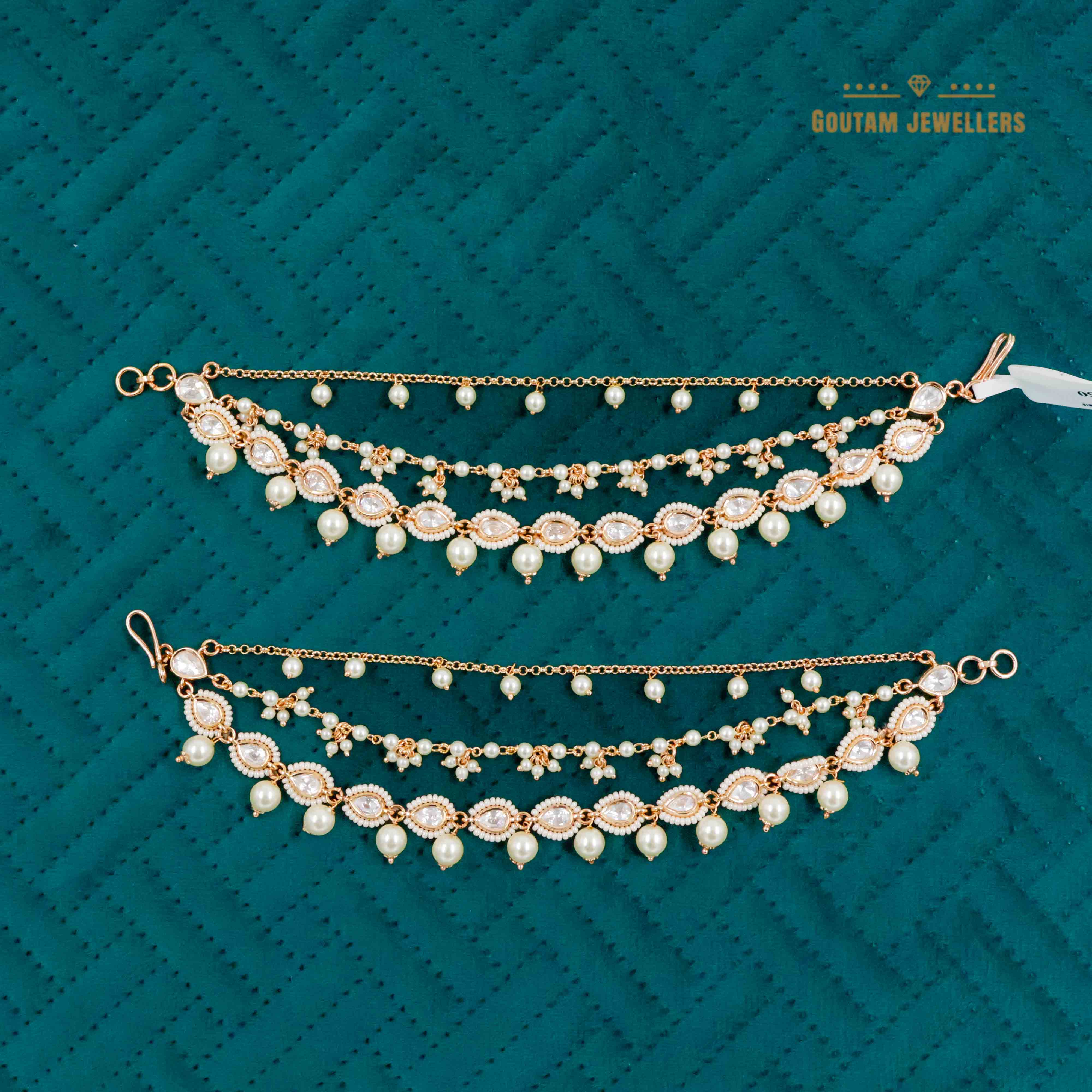 Goutam Jewellers By Ashok Rathod - Kritika Polki Designer Ear Chains