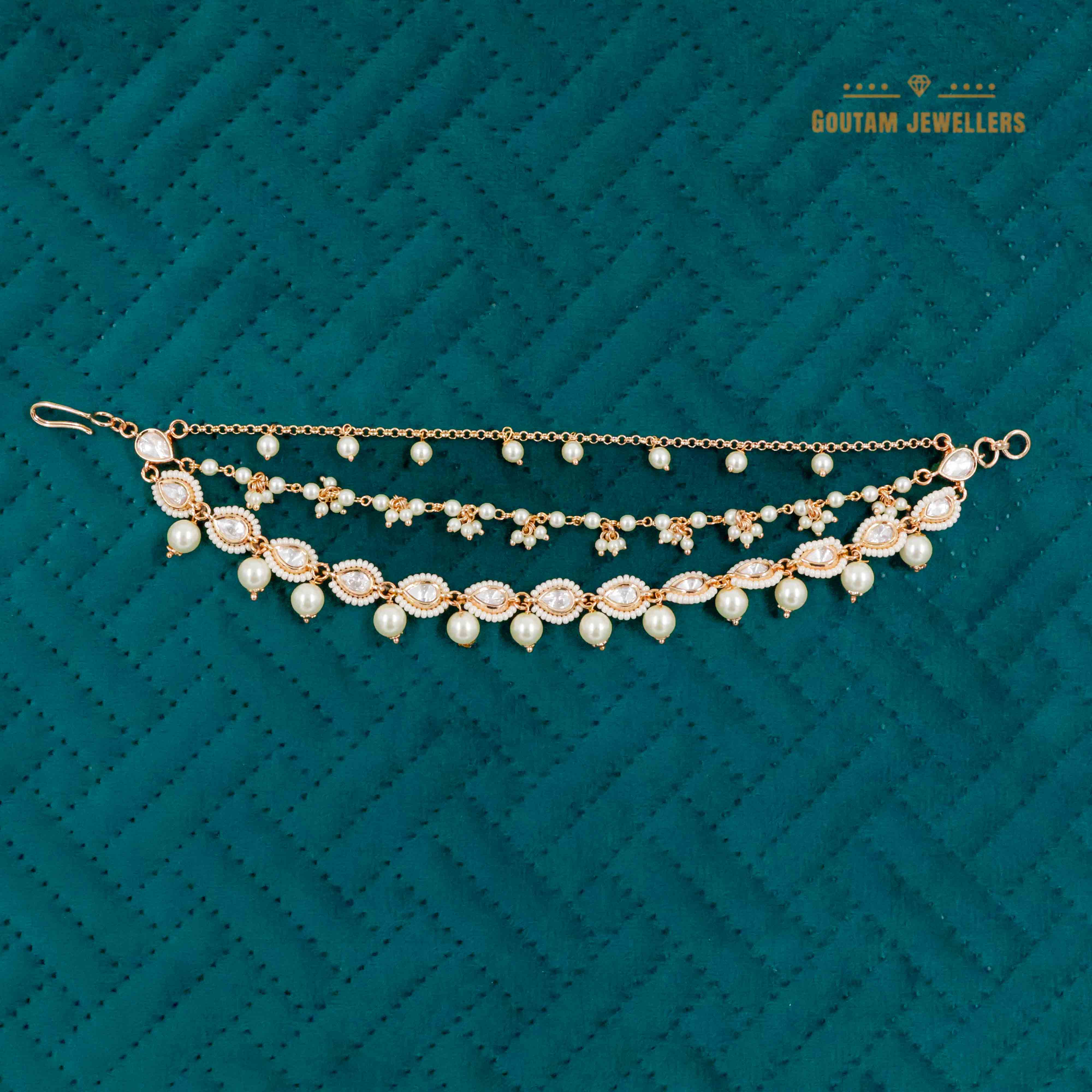 Goutam Jewellers By Ashok Rathod - Kritika Polki Designer Ear Chains