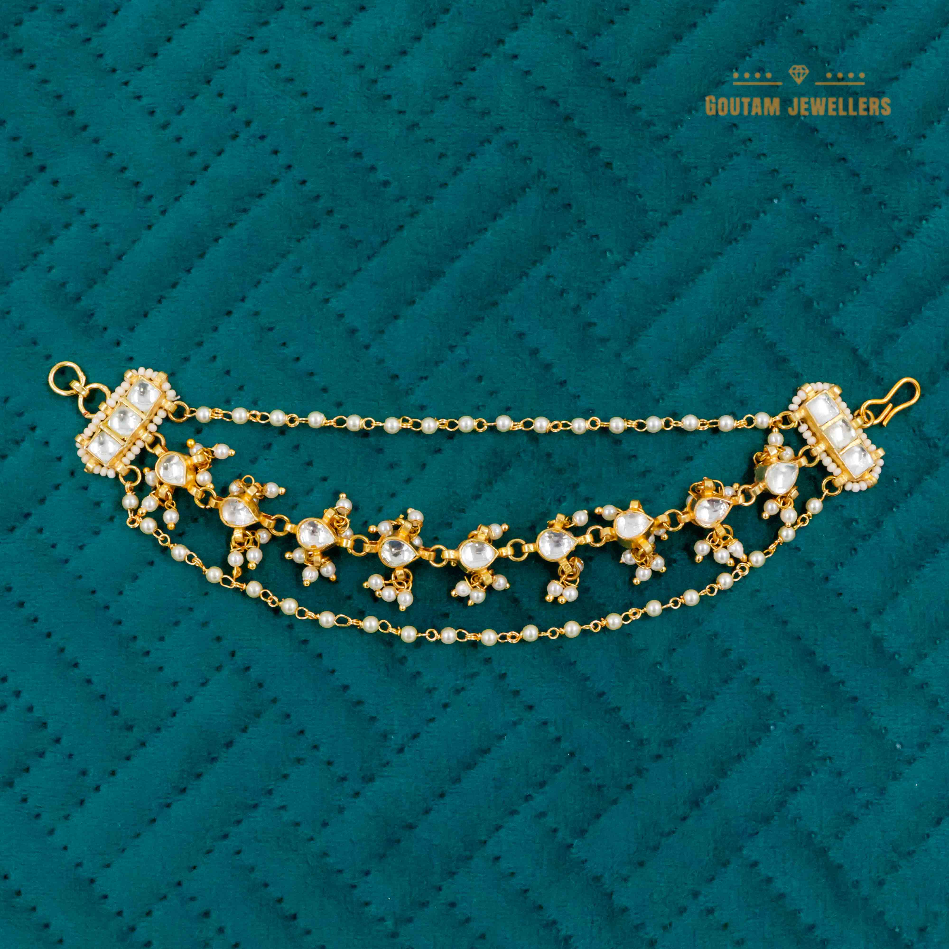 Goutam Jewellers By Ashok Rathod - Pachi Kundan Designer Ear Chains