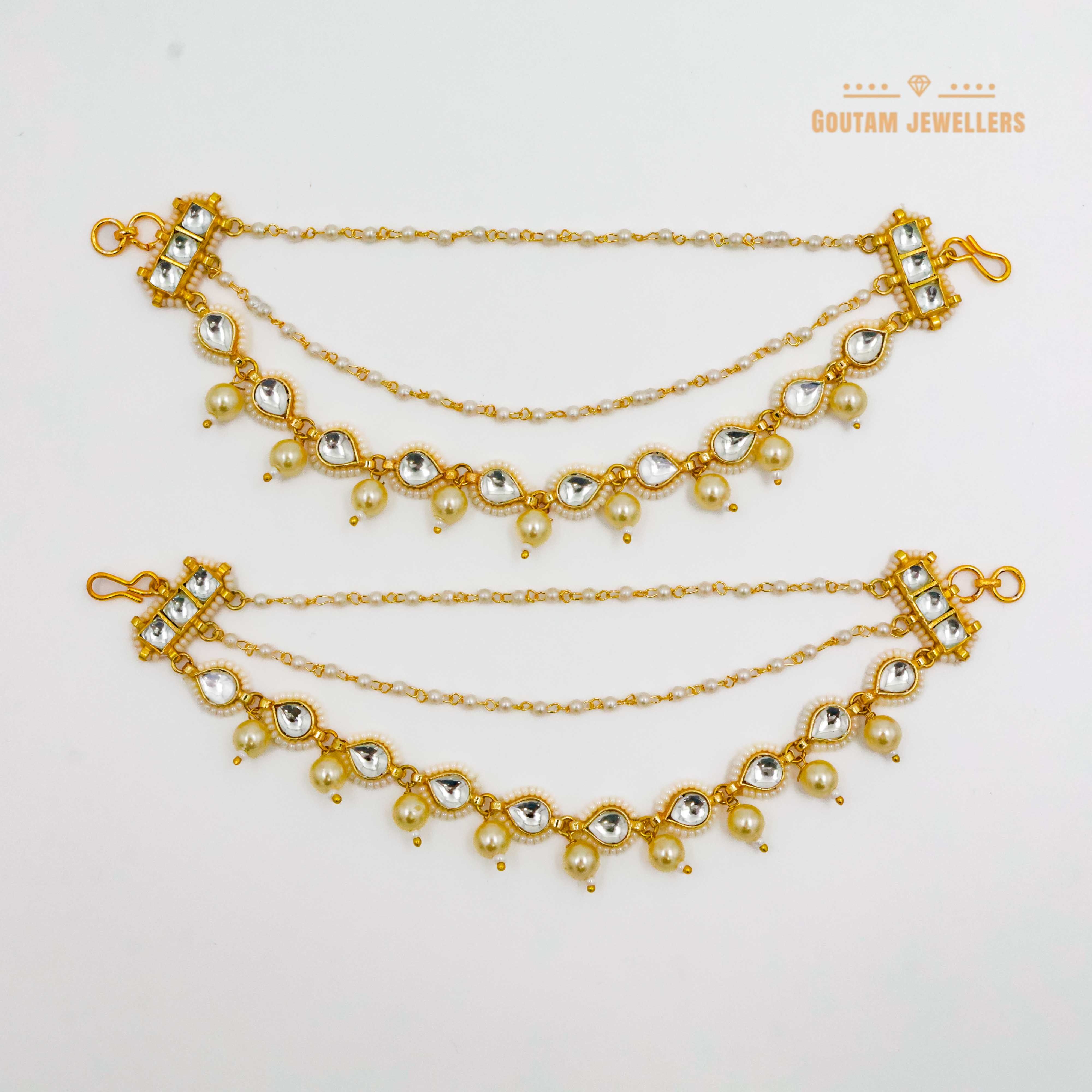 Goutam Jewellers By Ashok Rathod - AH Panchi Kundan Designer Ear Chains