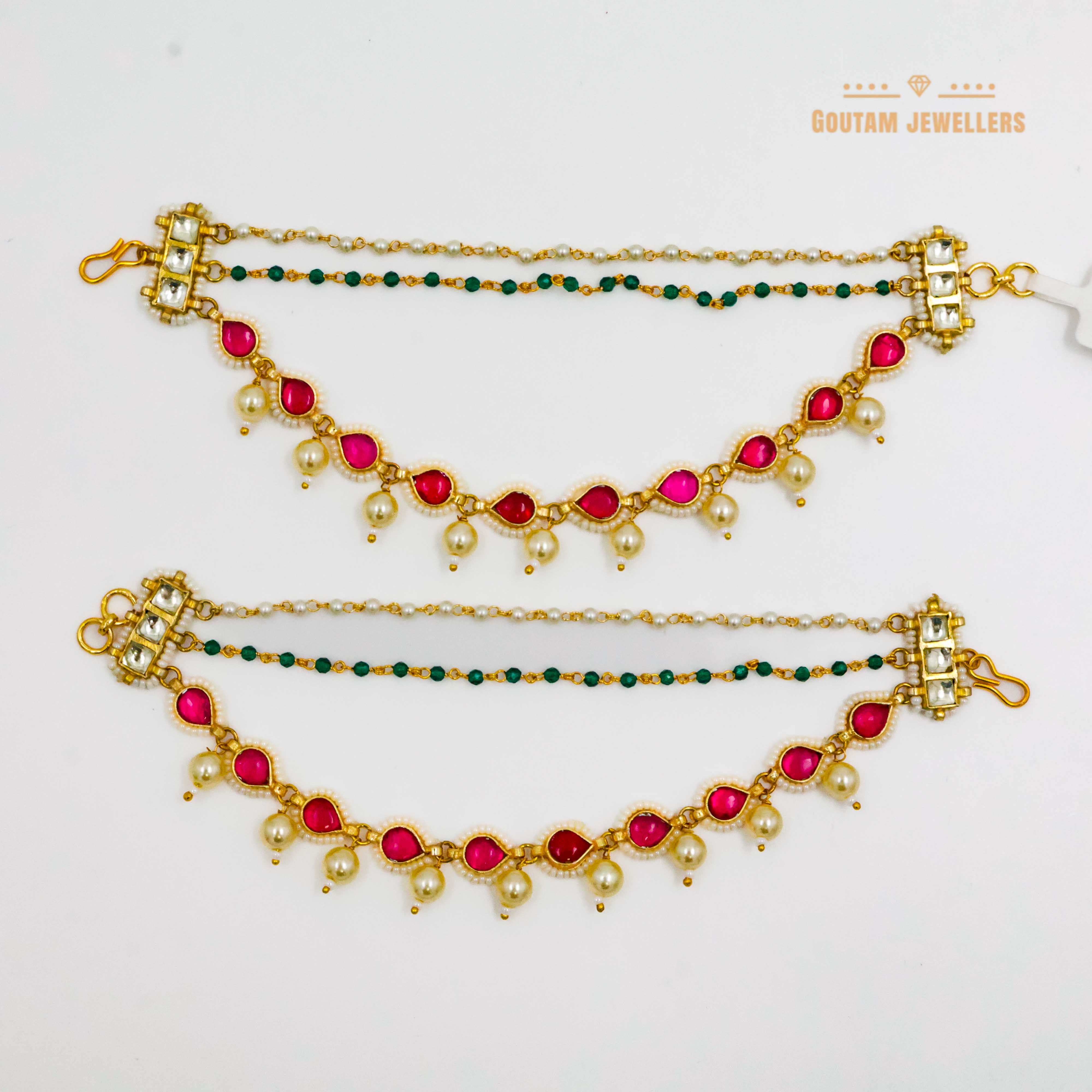 Goutam Jewellers By Ashok Rathod - AH Panchi Kundan Designer Ear Chains
