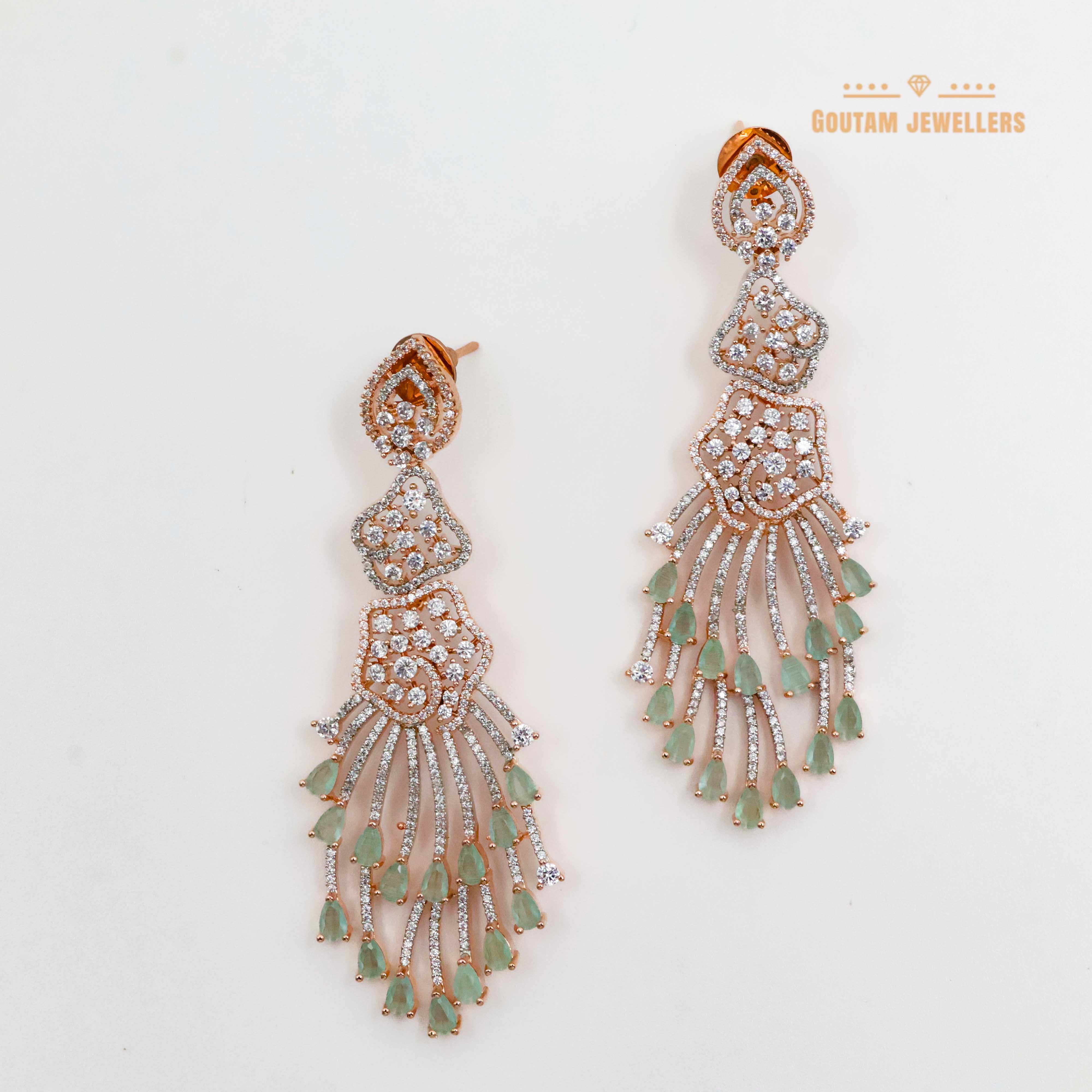 Rose Gold Plated Fancy Cz Earrings