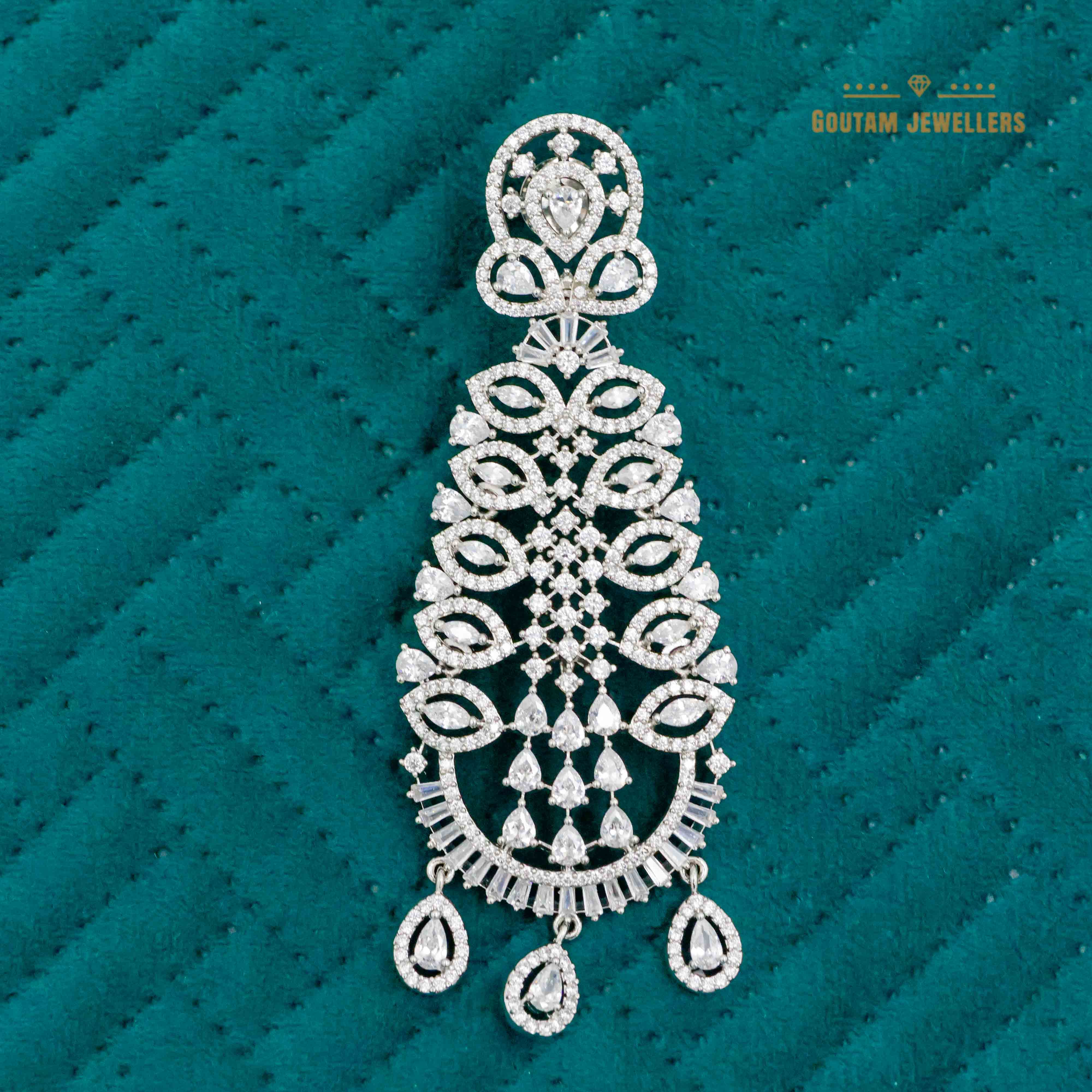 Goutam Jewellers By Ashok Rathod - Rhodium Plated Cz Earrings