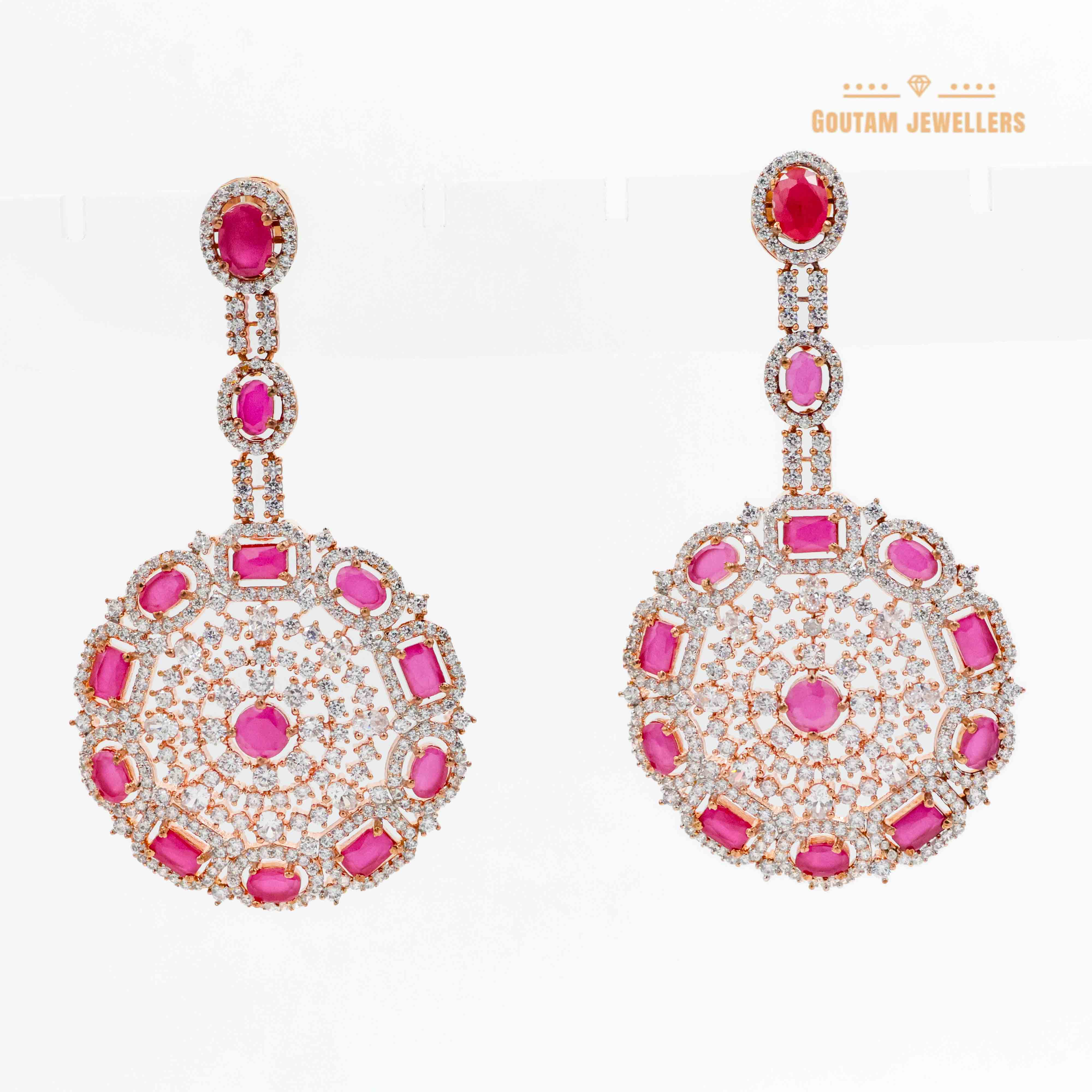 Rose Gold Plated Fancy CZ Stones Earrings