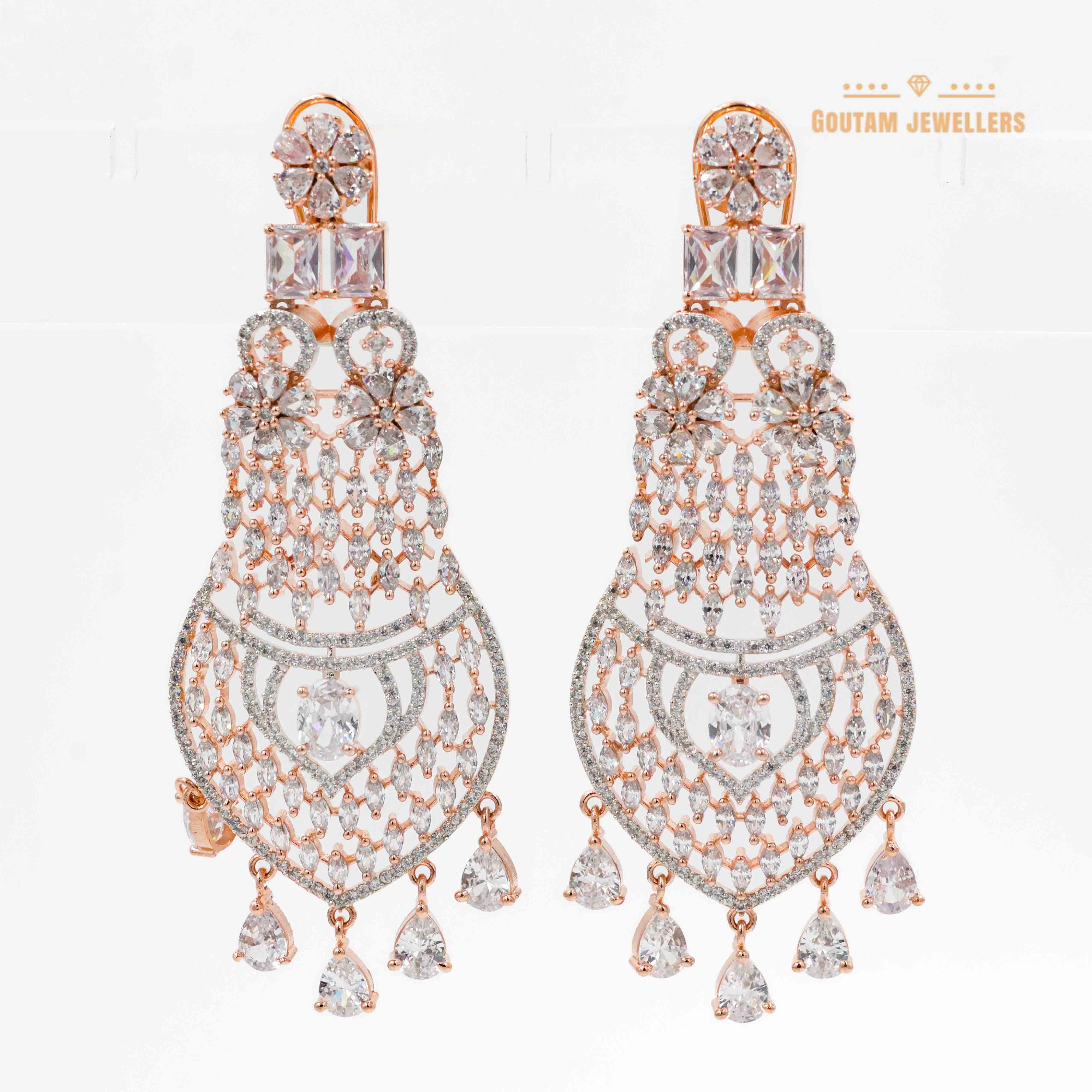 Goutam Jewellers By Ashok Rathod - DIAMOND LOOK LONG CZ STUDDED Earrings