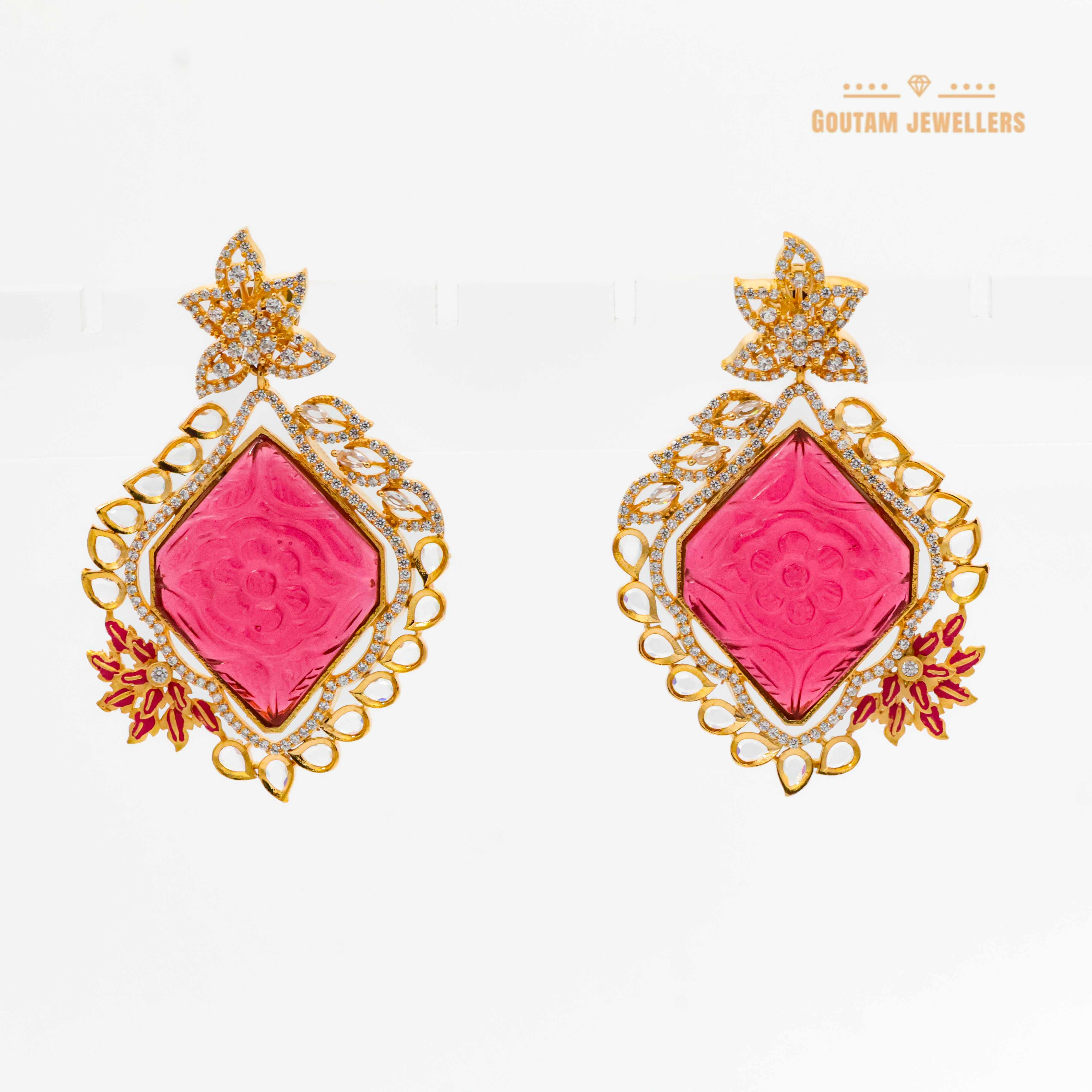 Goutam Jewellers By Ashok Rathod - Gold Plated Fancy Cz Earrings
