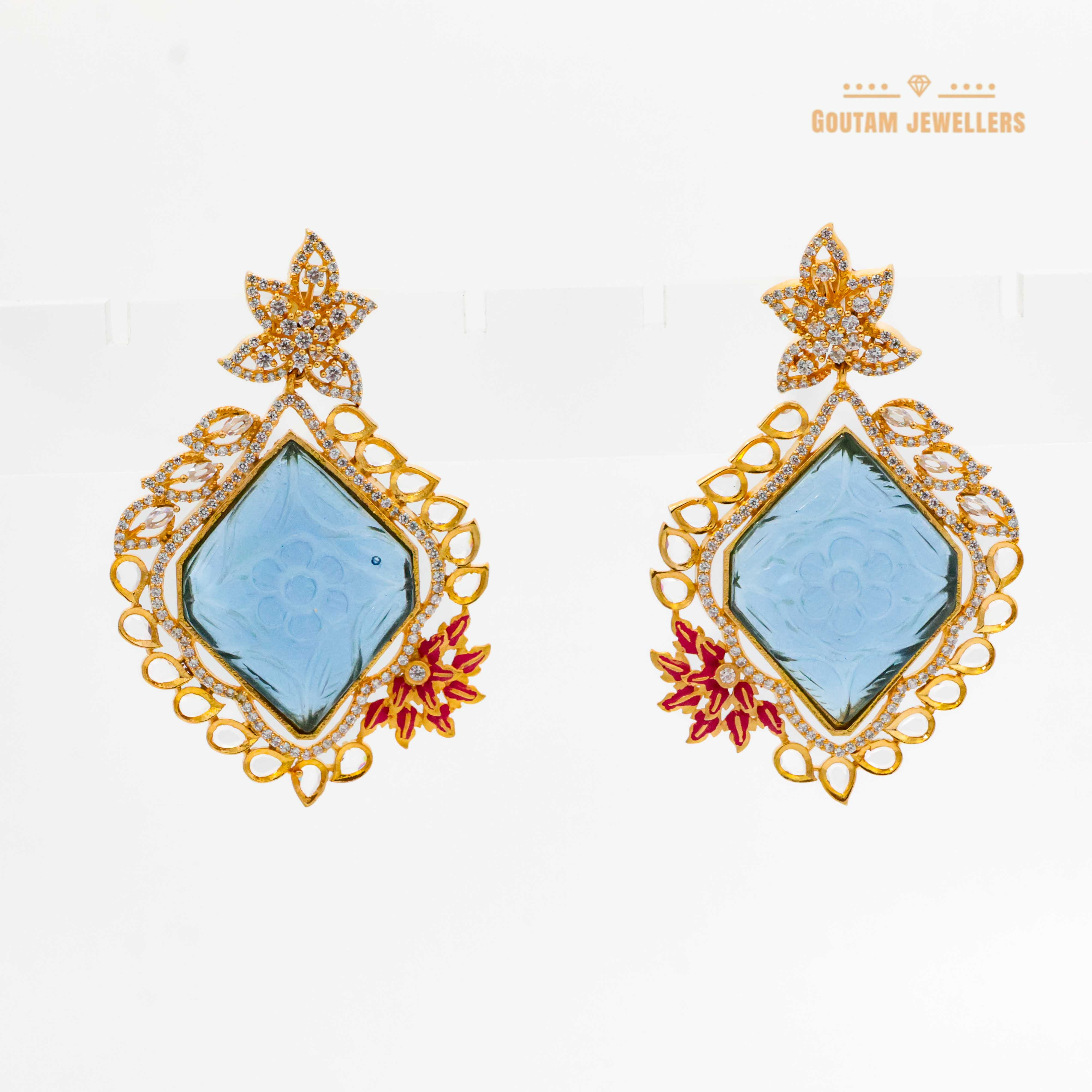 Goutam Jewellers By Ashok Rathod - Gold Plated Fancy Cz Earrings