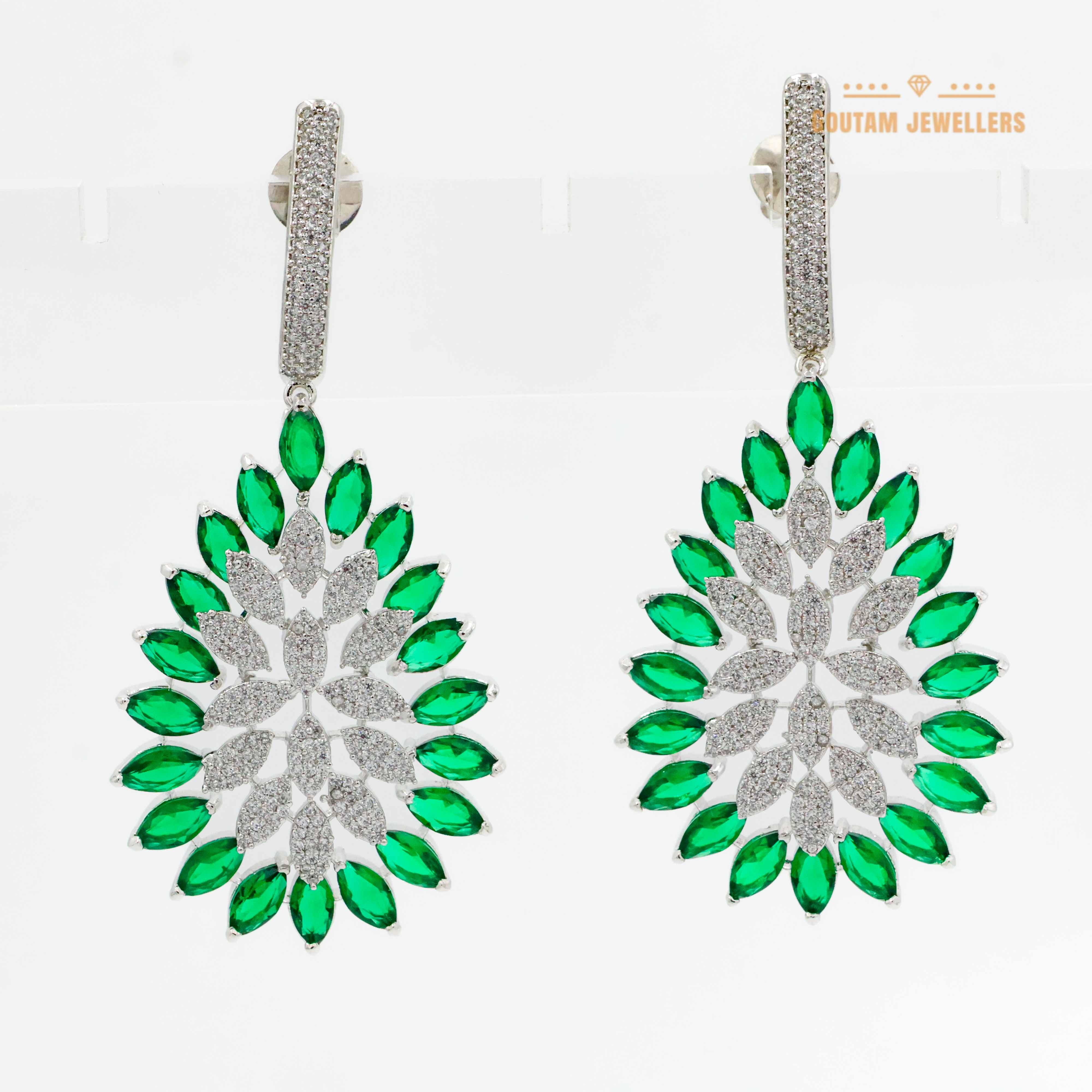Goutam Jewellers By Ashok Rathod - Leaf Design Fancy Cz Earrings