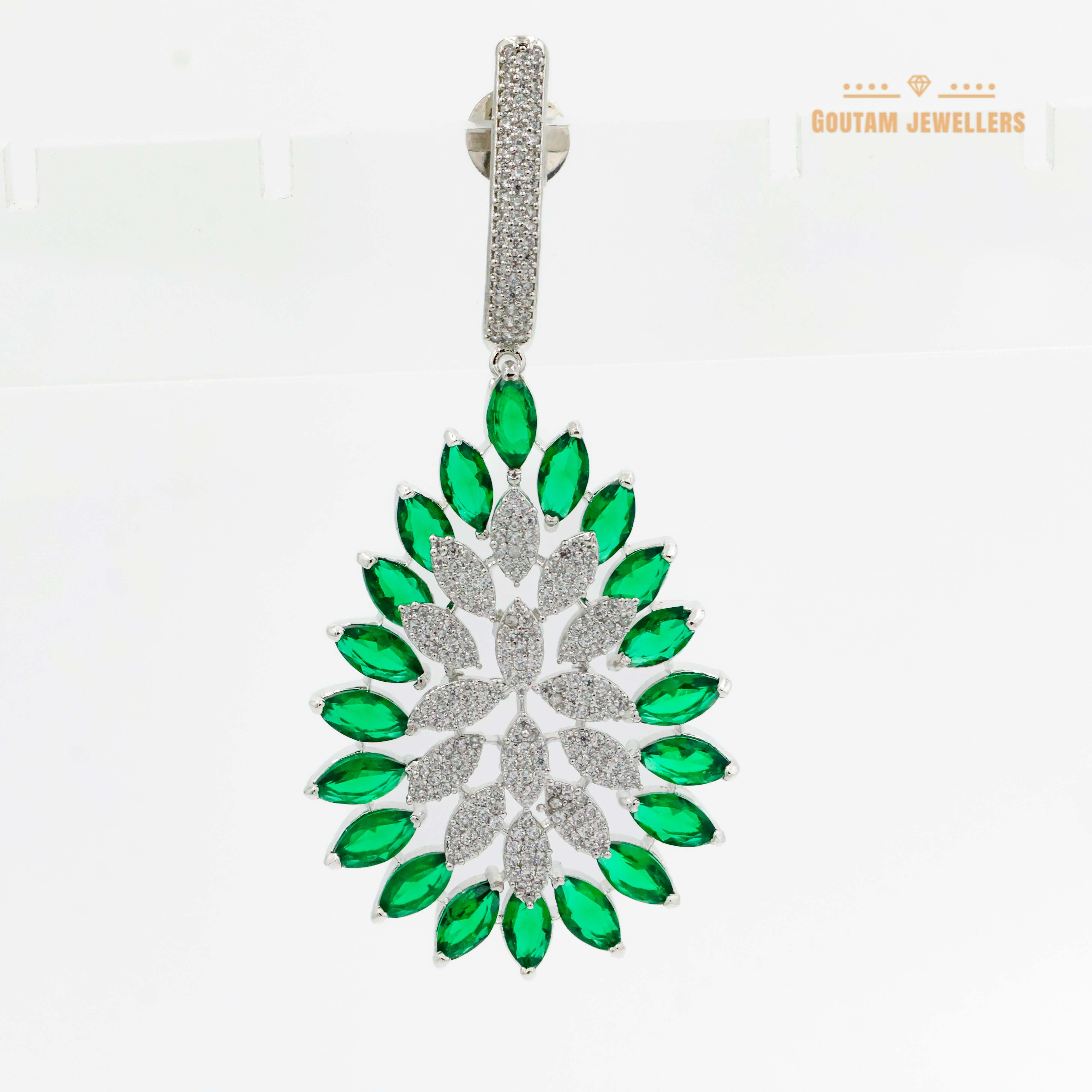 Goutam Jewellers By Ashok Rathod - Leaf Design Fancy Cz Earrings