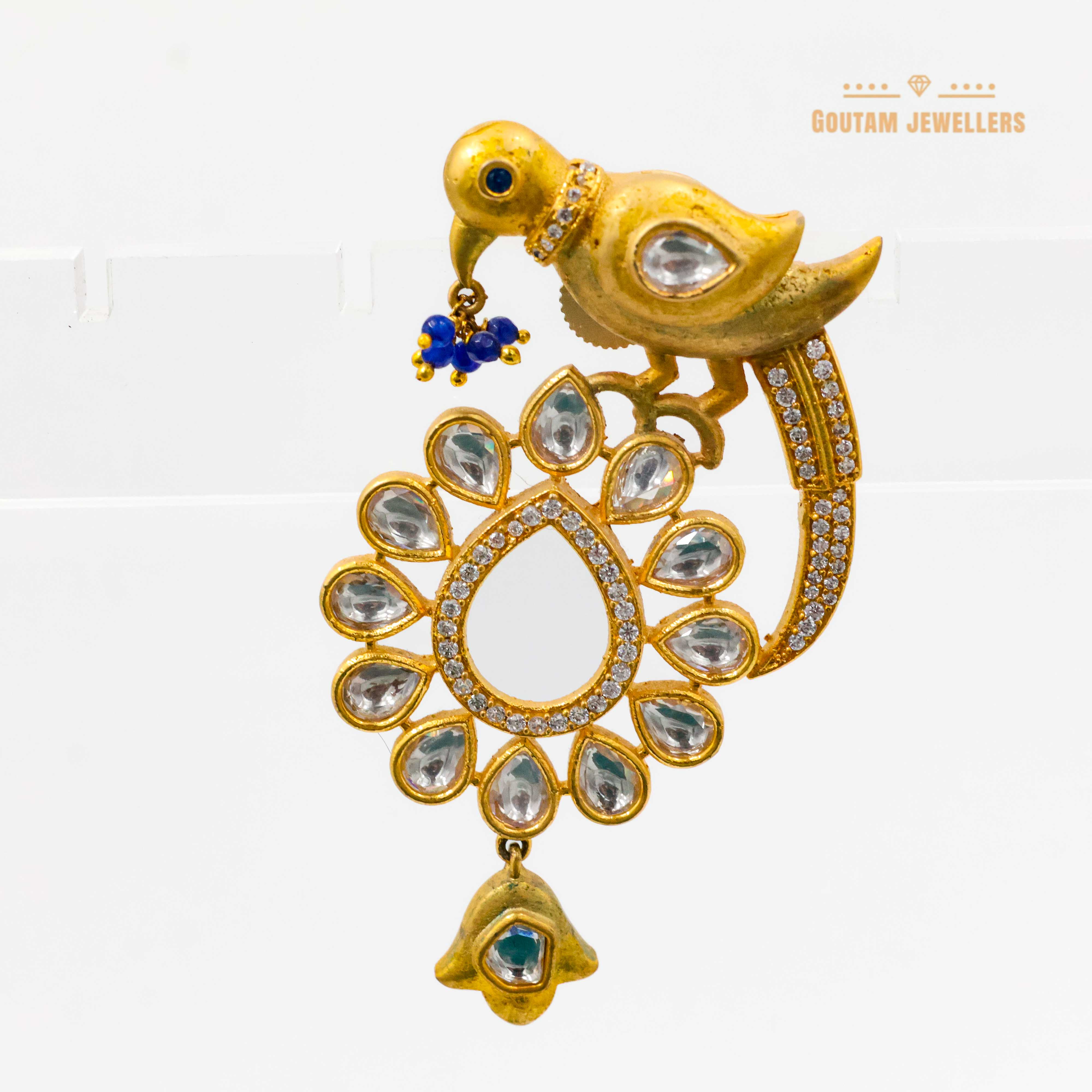 Goutam Jewellers By Ashok Rathod - Parrot Deisgn Fancy Polki Kundan Earrings